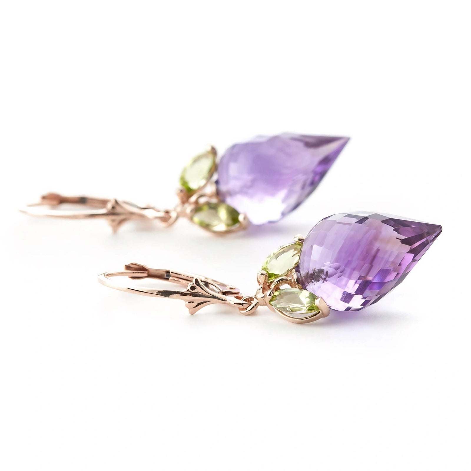 Rose Gold Earrings Amethyst 10K — Ornella