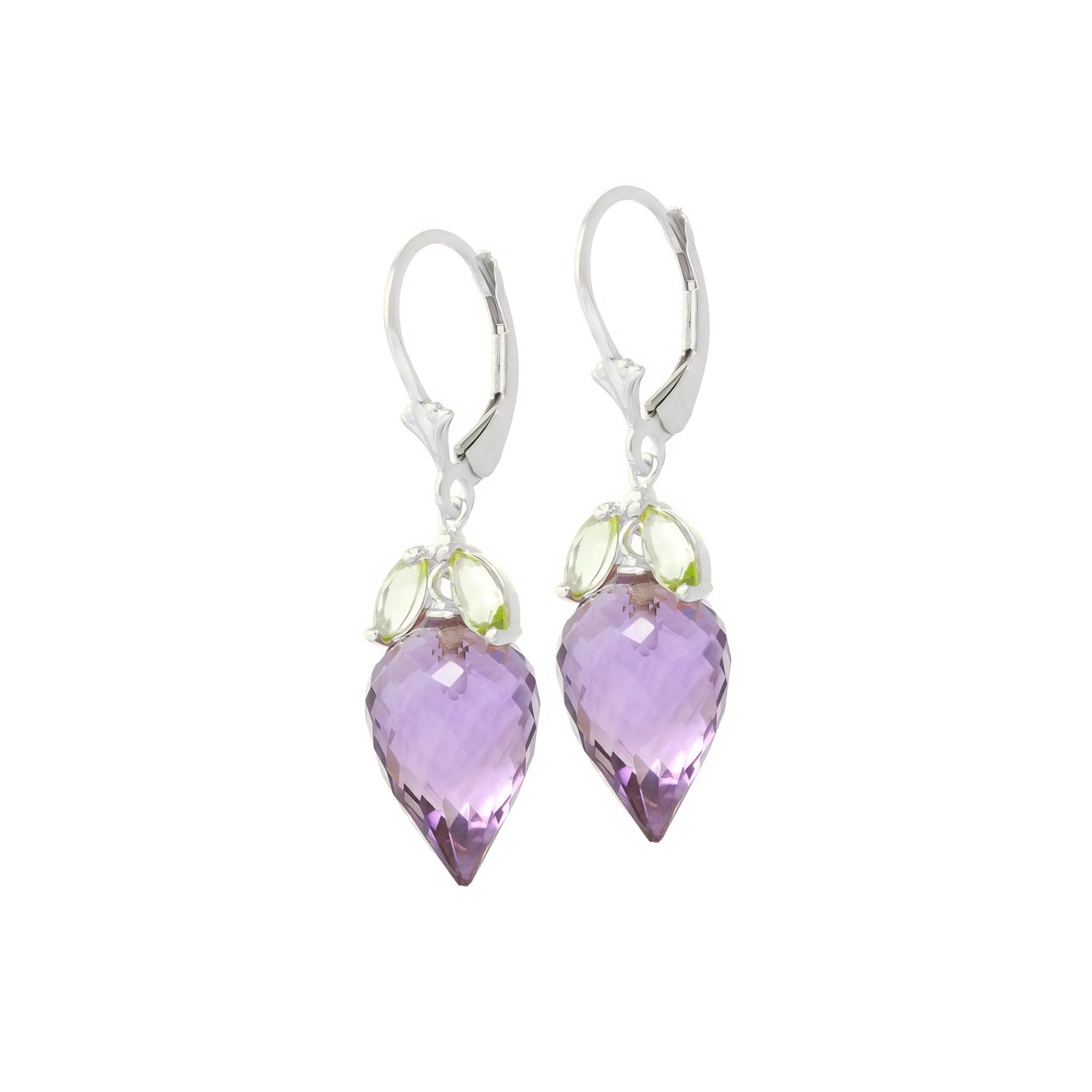 White Gold Earrings Amethyst 10K — Ornella