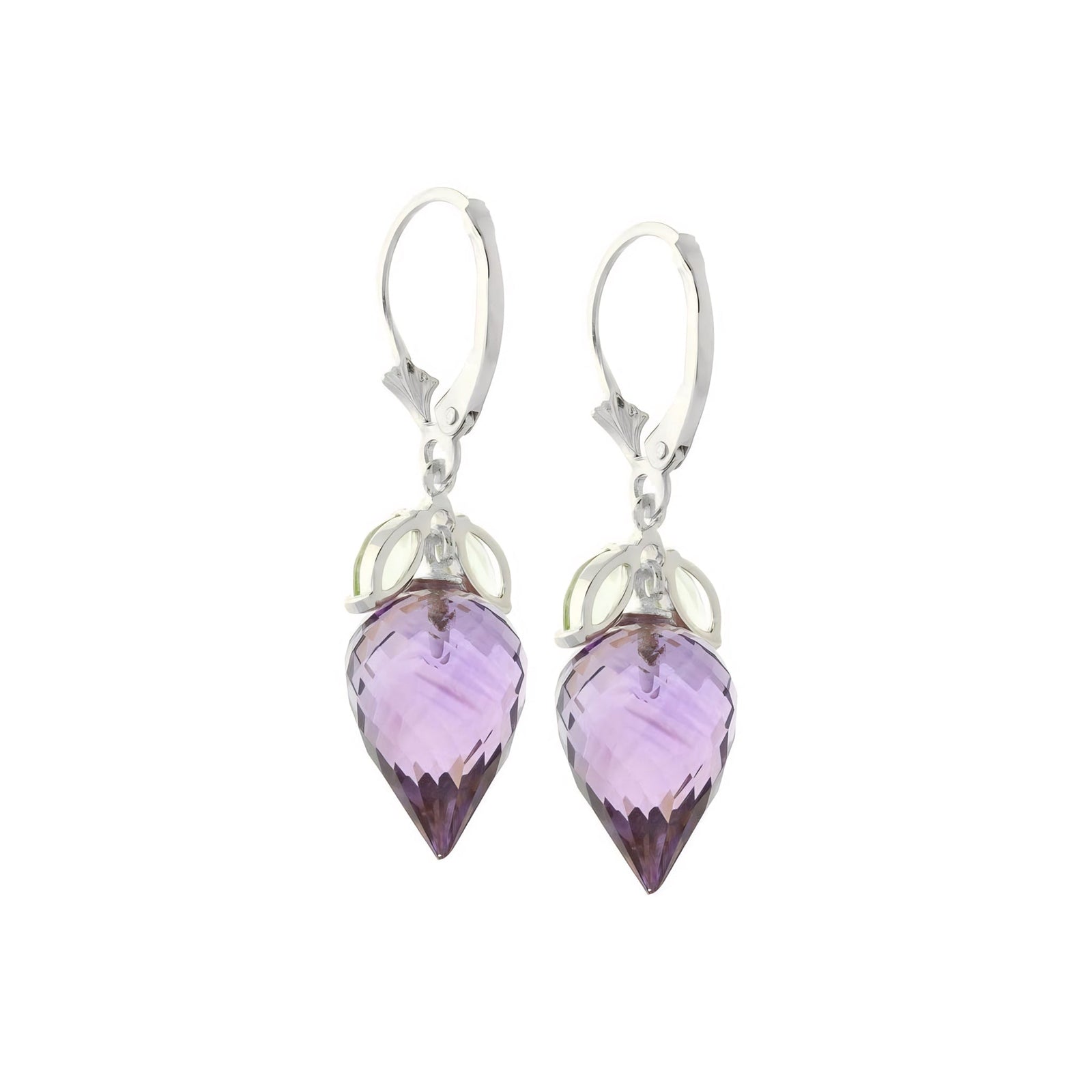 White Gold Earrings Amethyst 10K — Ornella