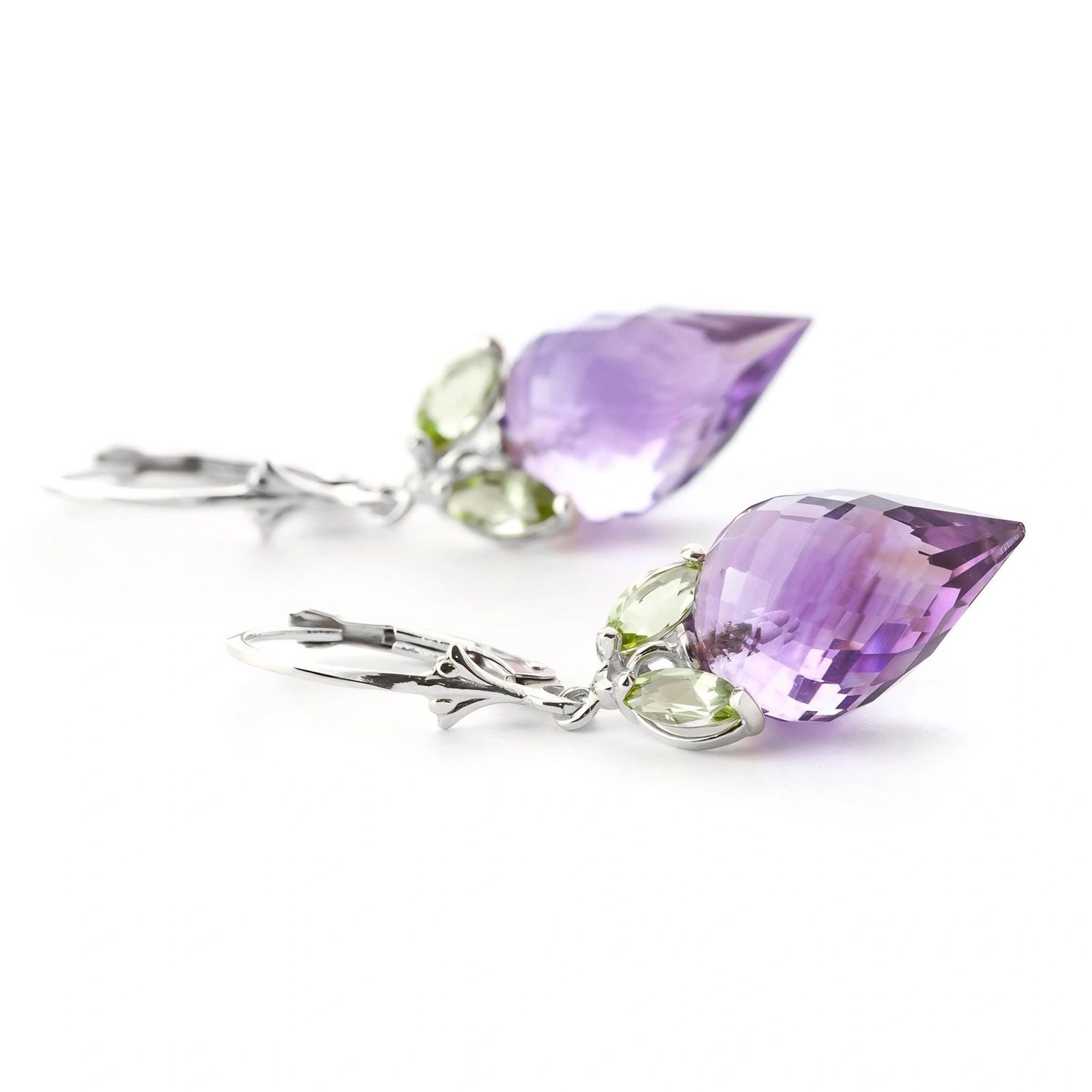 White Gold Earrings Amethyst 10K — Ornella