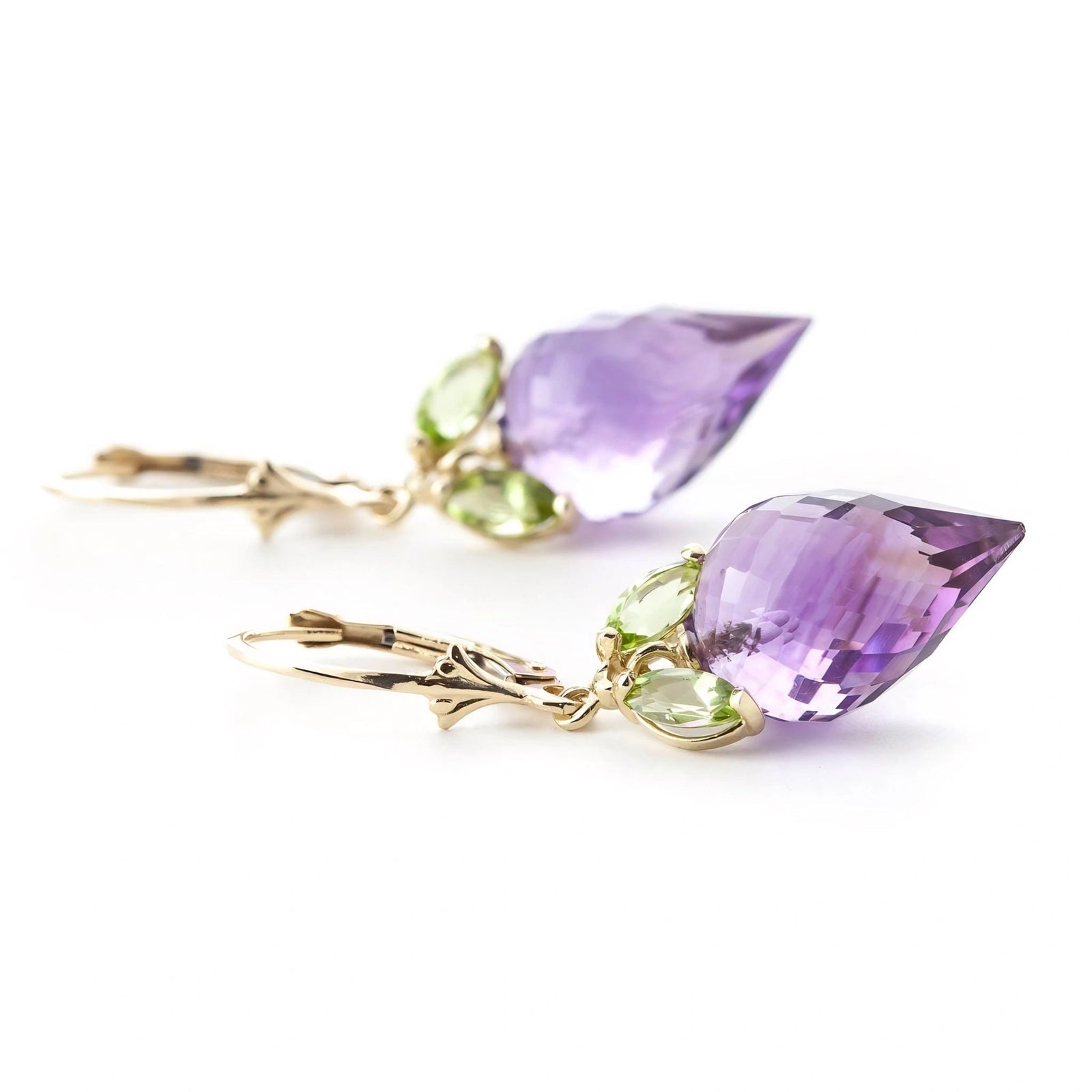 Yellow Gold Earrings Amethyst 10K — Ornella