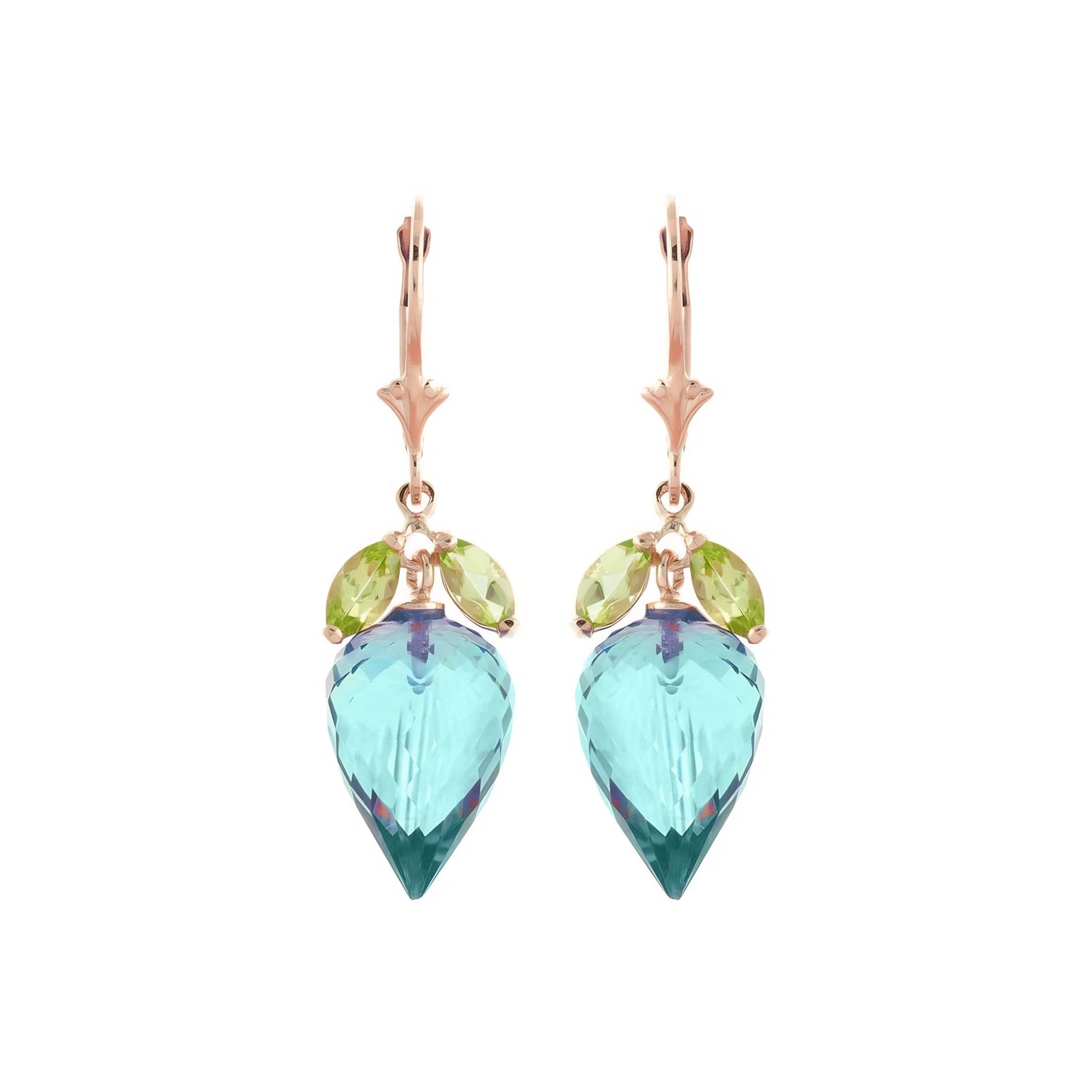 Rose Gold Earrings Blue Topaz 10K — Ornella