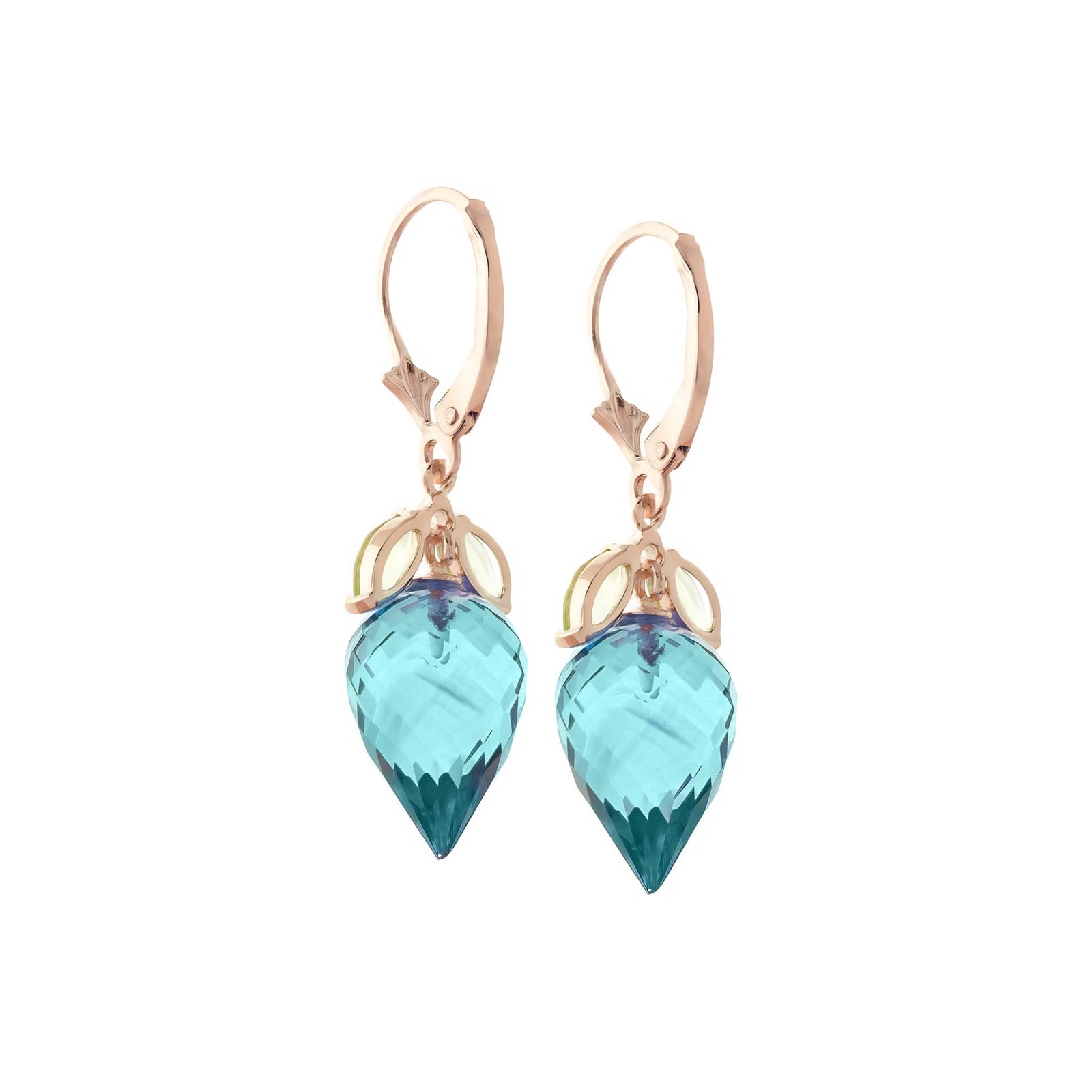 Rose Gold Earrings Blue Topaz 10K — Ornella