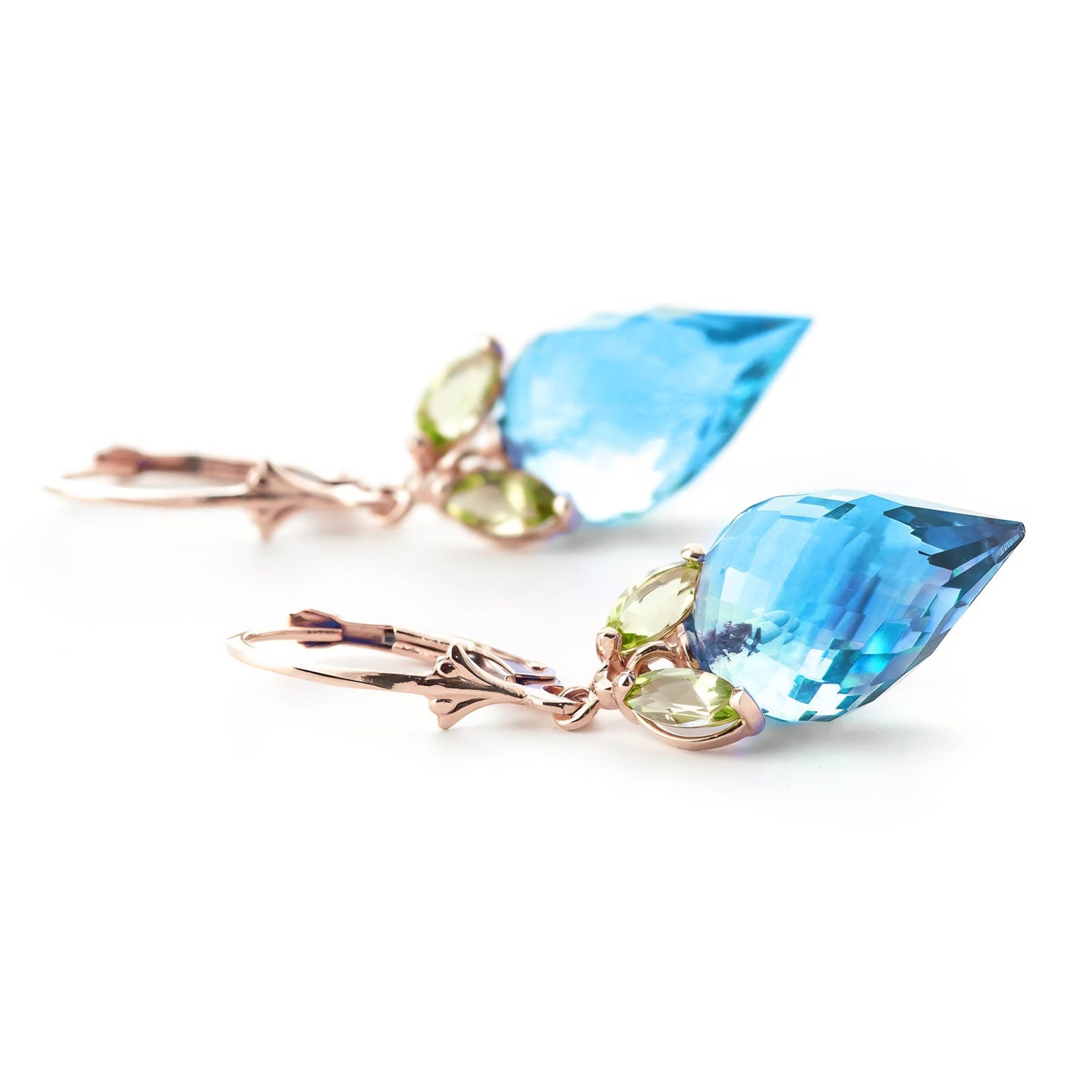 Rose Gold Earrings Blue Topaz 10K — Ornella