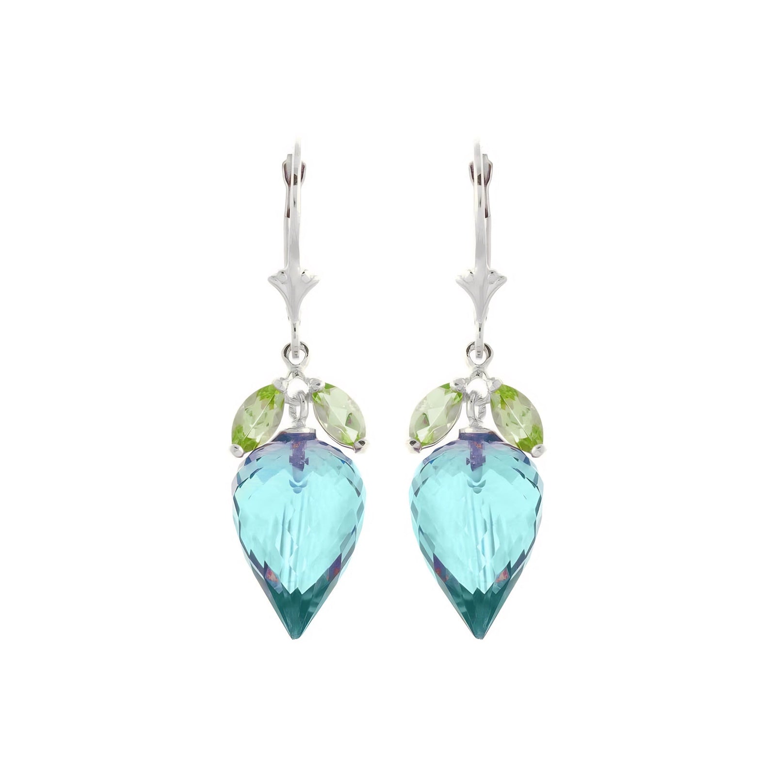 White Gold Earrings Blue Topaz 10K — Ornella