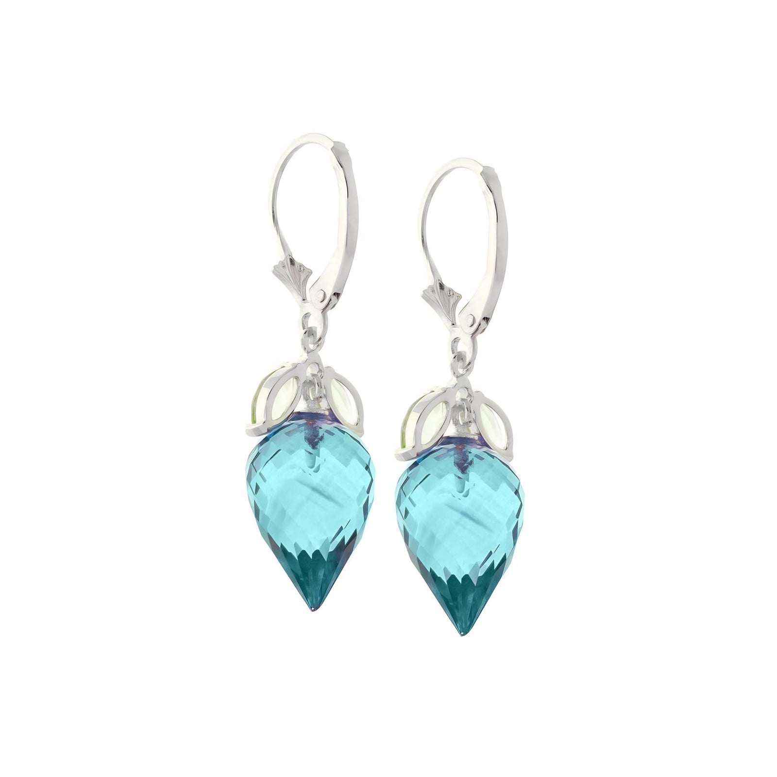 White Gold Earrings Blue Topaz 10K — Ornella