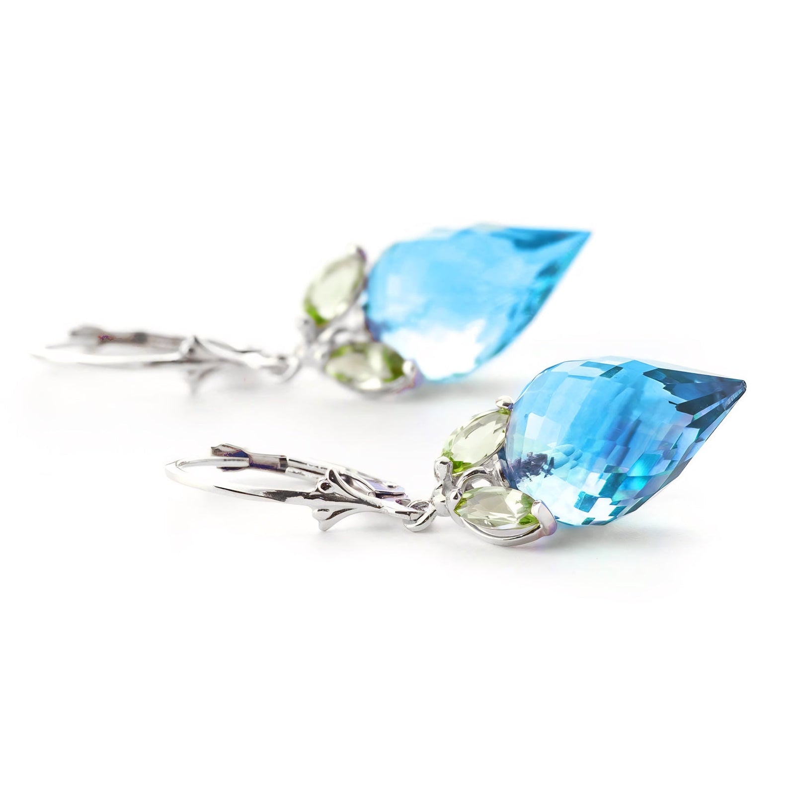 White Gold Earrings Blue Topaz 10K — Ornella