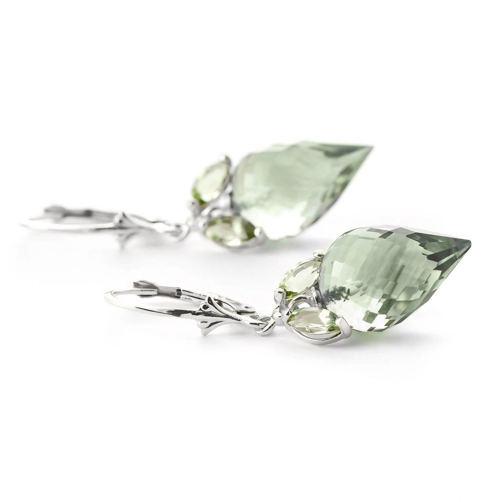 White Gold Earrings Blue Topaz 10K — Ornella