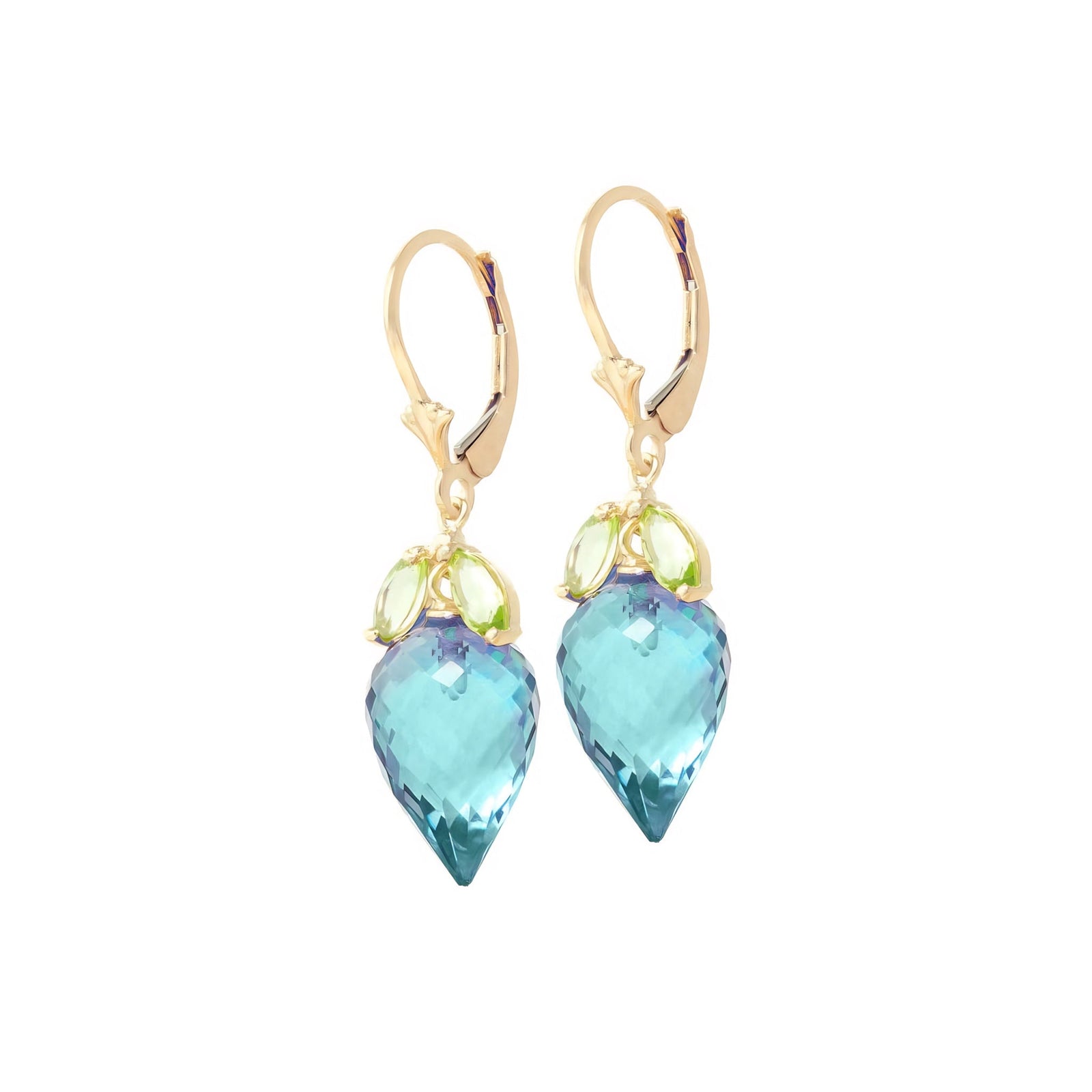Yellow Gold Earrings Blue Topaz 10K — Ornella