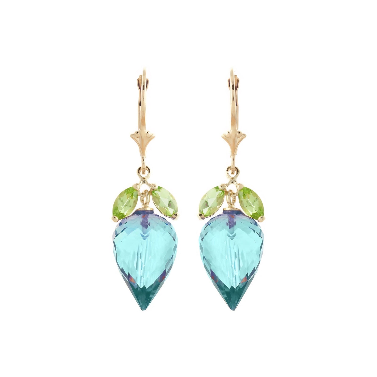 Yellow Gold Earrings Blue Topaz 10K — Ornella