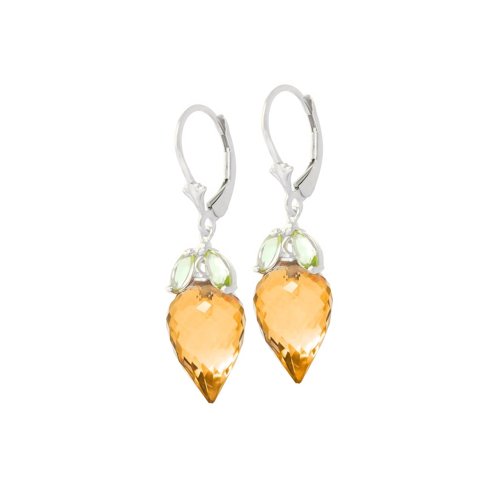 White Gold Earrings Citrine 10K — Ornella