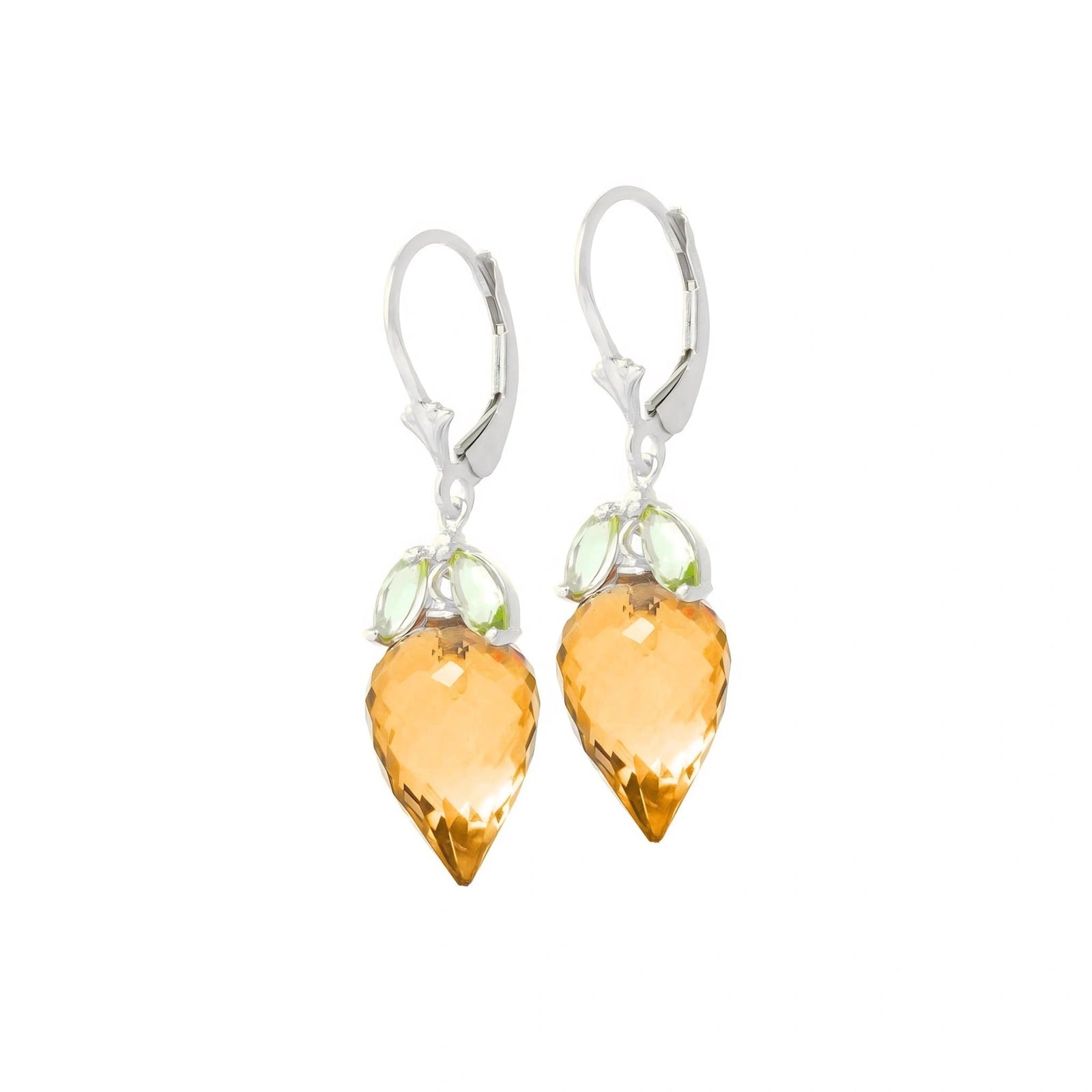 White Gold Earrings Citrine 10K — Ornella