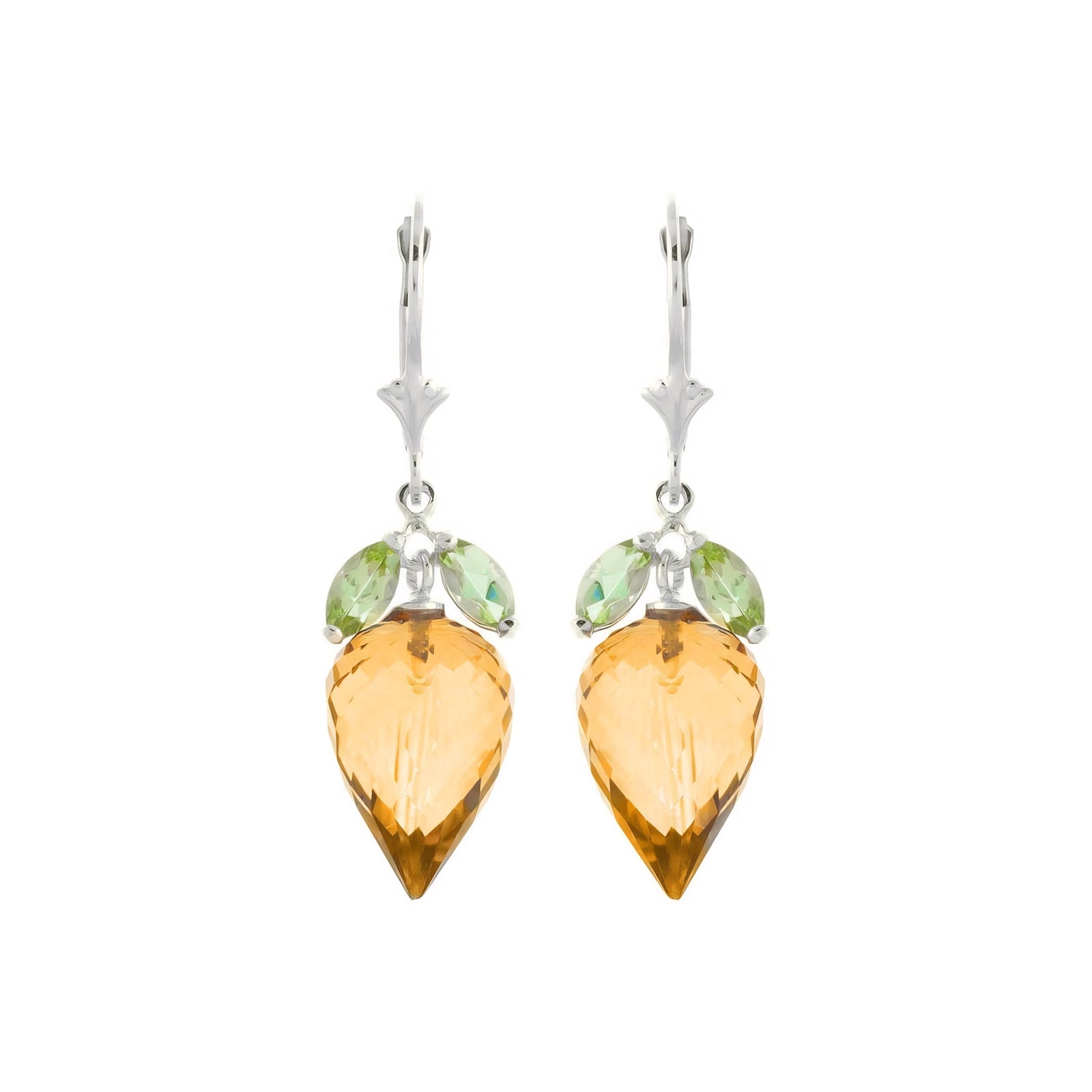 White Gold Earrings Citrine 10K — Ornella