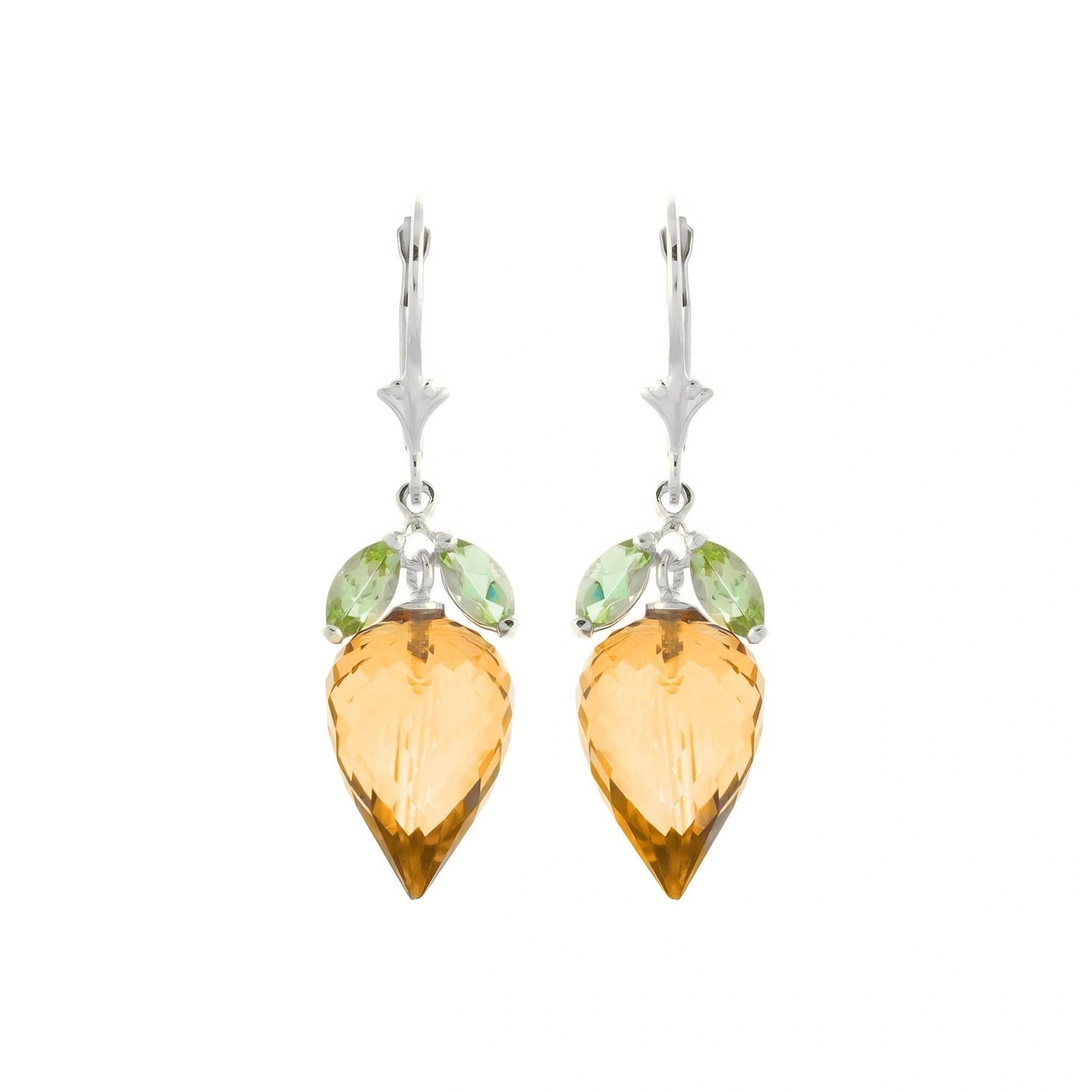 White Gold Earrings Citrine 10K — Ornella