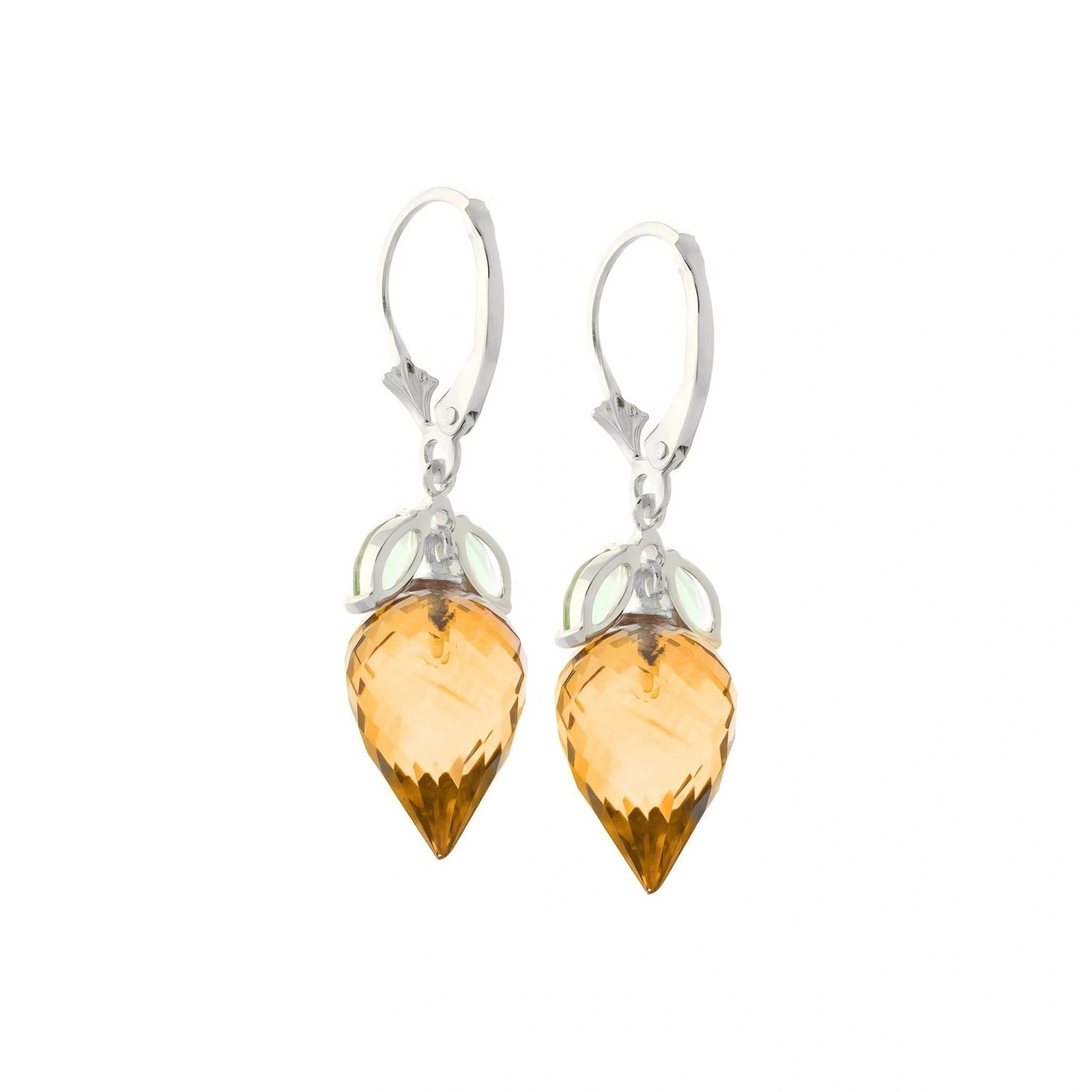 White Gold Earrings Citrine 10K — Ornella
