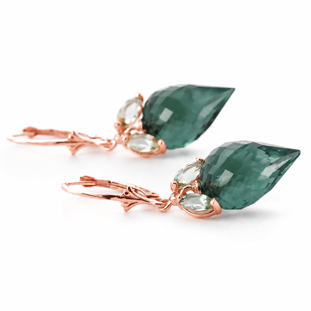 Rose Gold Earrings Emerald 10K — Ornella