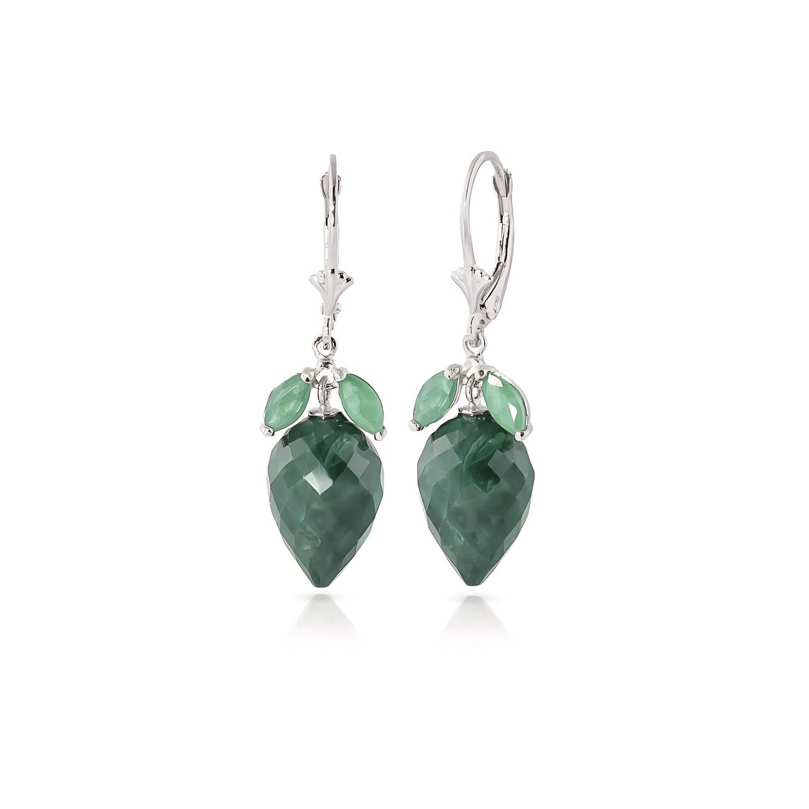 White Gold Earrings Emerald 10K — Ornella
