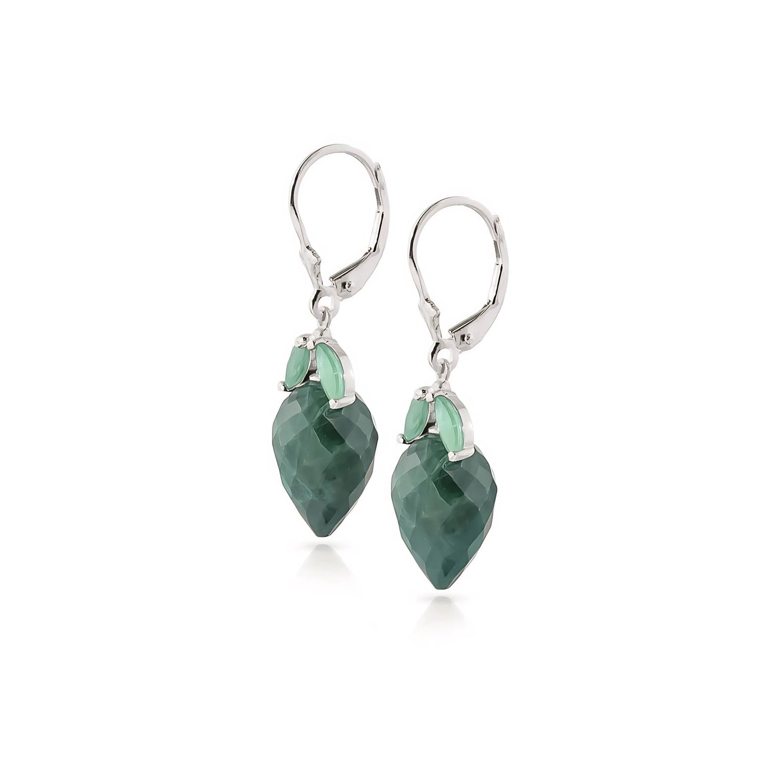 White Gold Earrings Emerald 10K — Ornella
