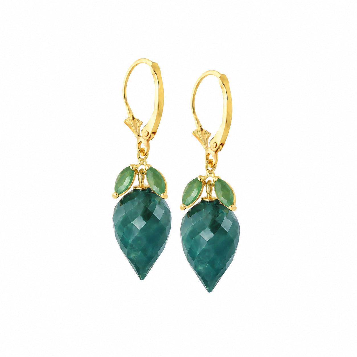 Yellow Gold Earrings Emerald 10K — Ornella