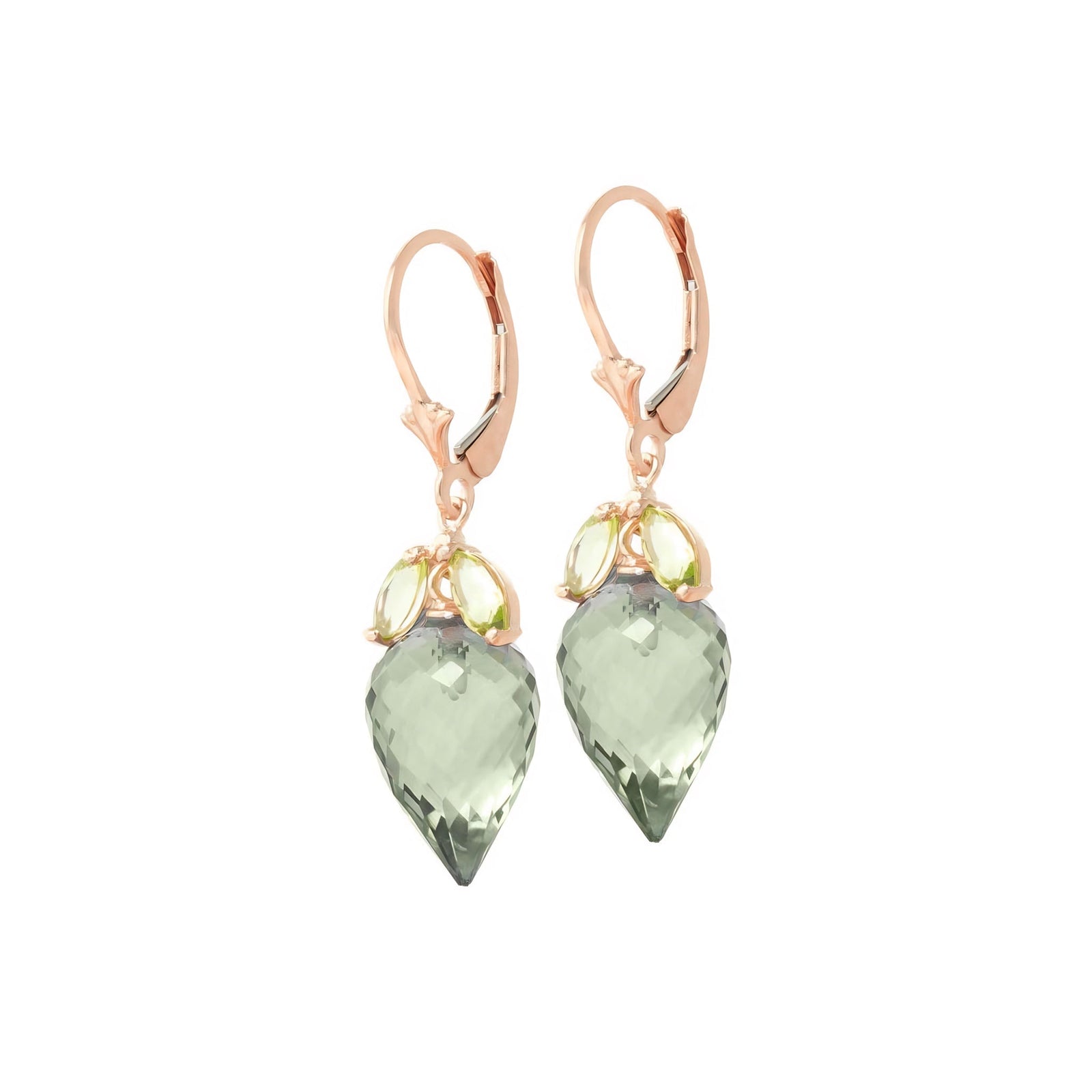 Rose Gold Earrings Green Amethyst 10K — Ornella