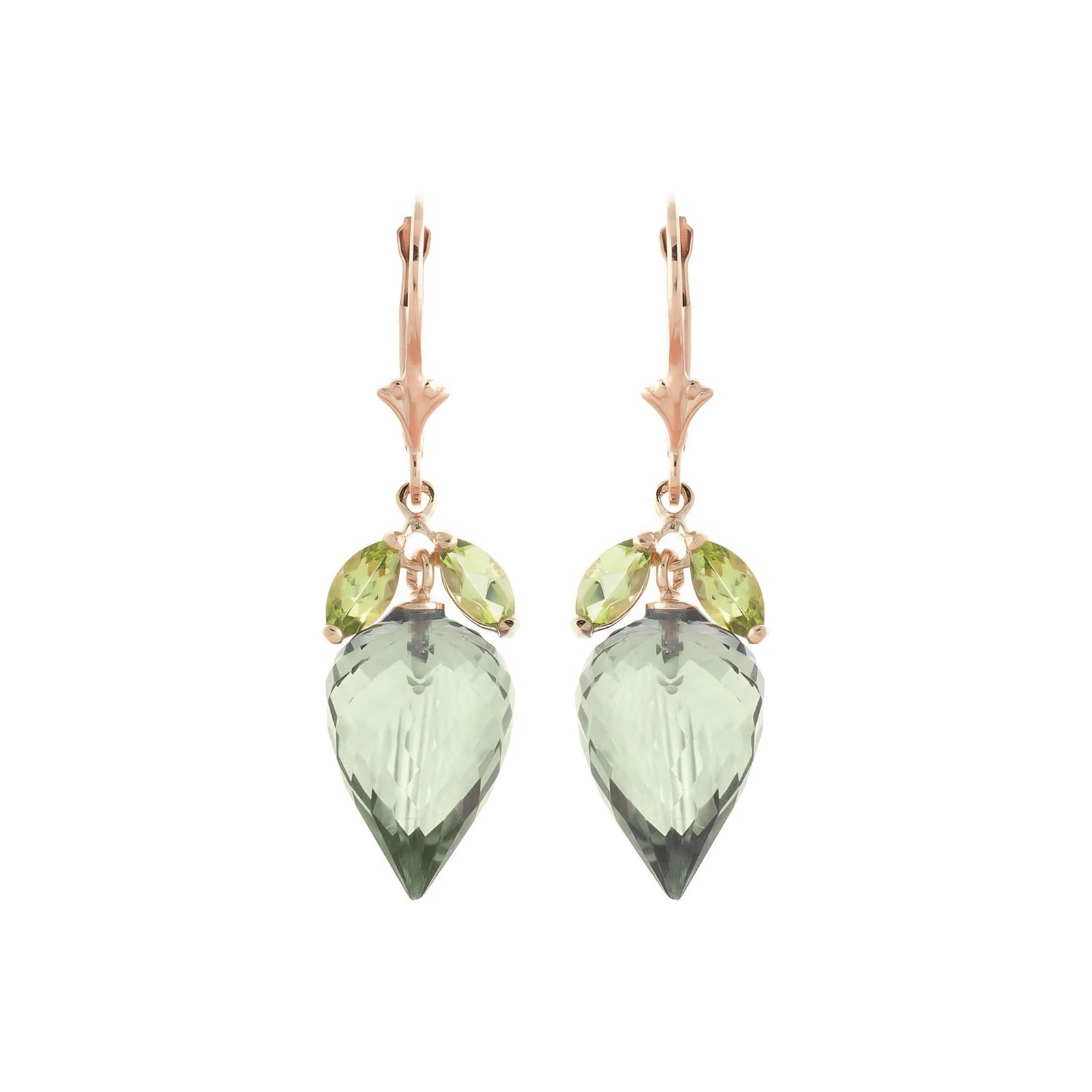 Rose Gold Earrings Green Amethyst 10K — Ornella