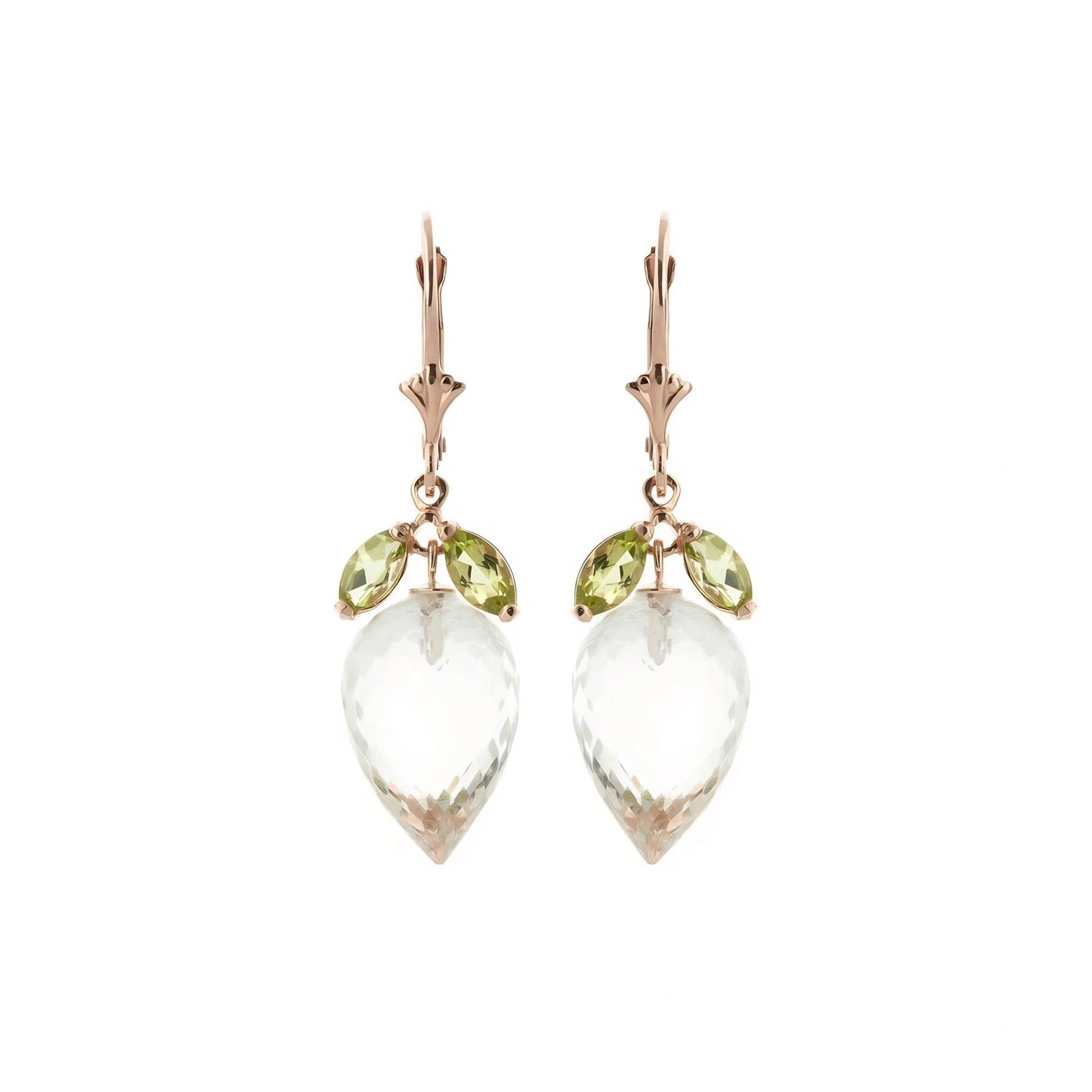 Rose Gold Earrings Green Amethyst 10K — Ornella