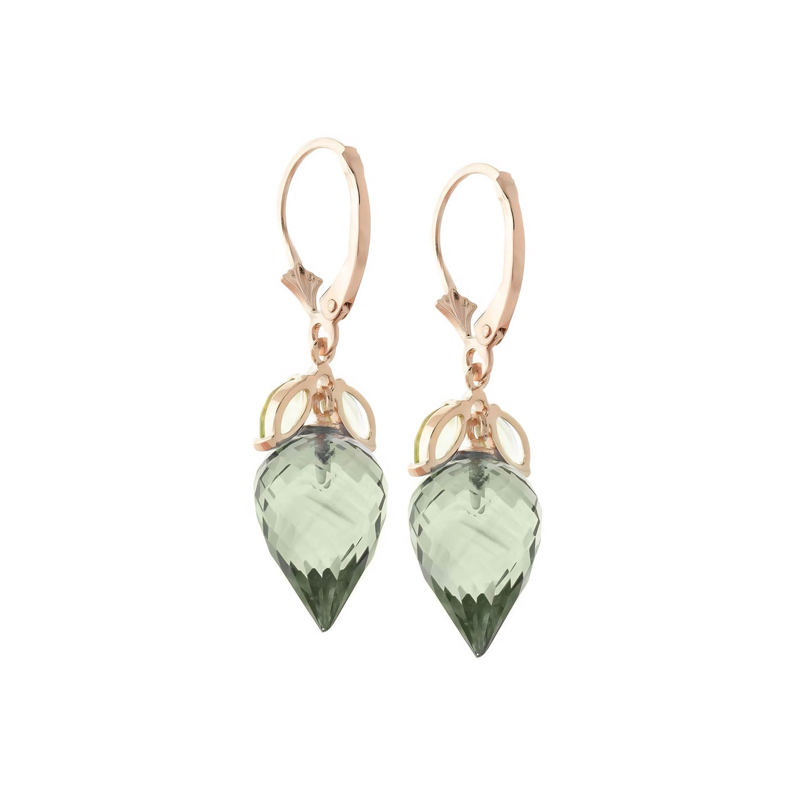 Rose Gold Earrings Green Amethyst 10K — Ornella