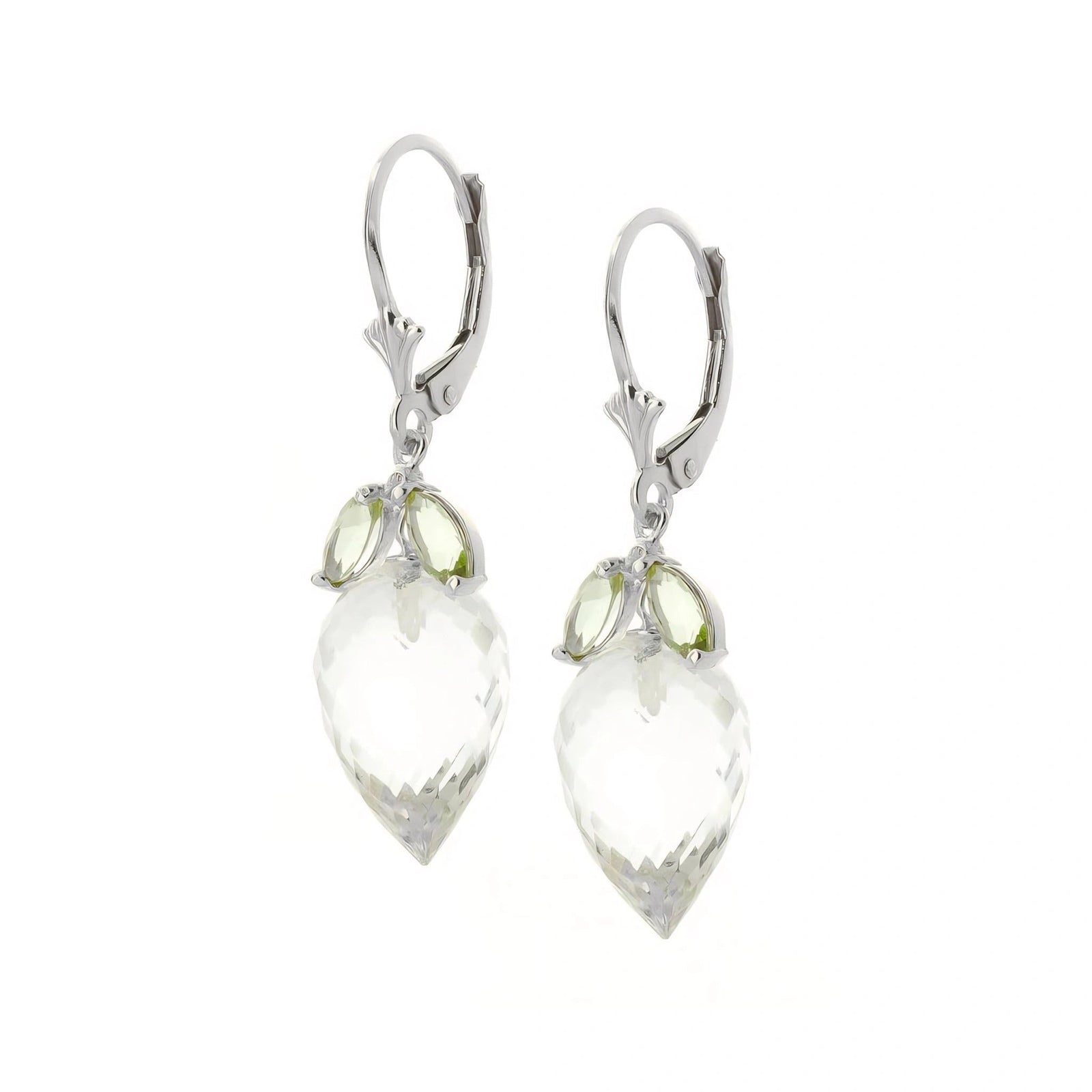White Gold Earrings Green Amethyst 10K — Ornella
