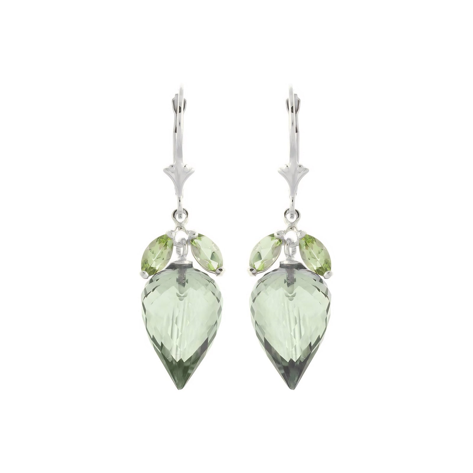 White Gold Earrings Green Amethyst 10K — Ornella