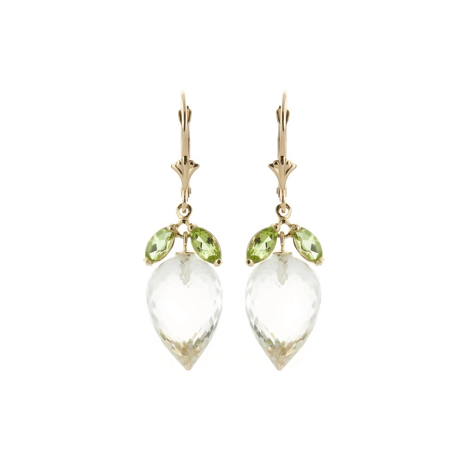 Yellow Gold Earrings Green Amethyst 10K — Ornella