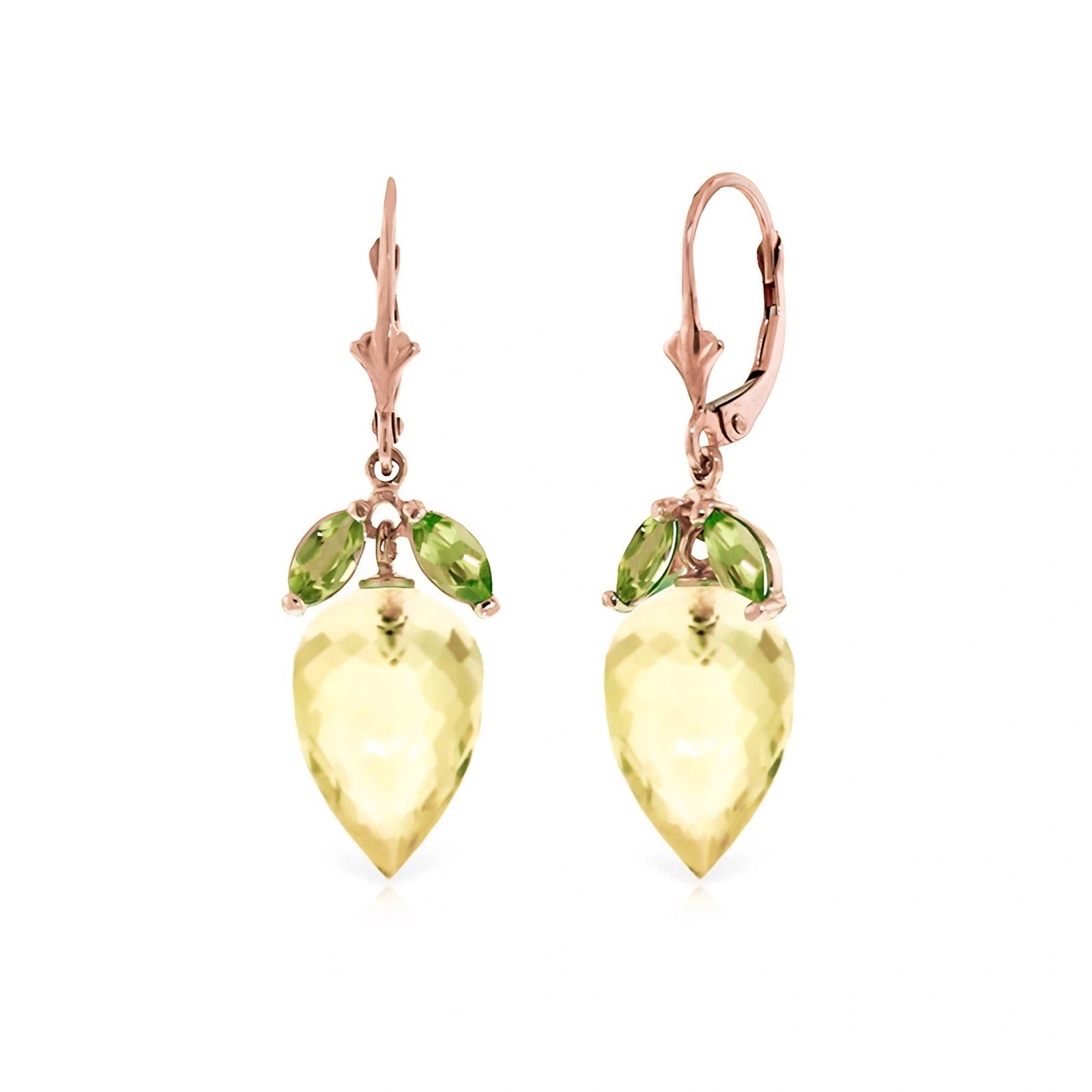 Rose Gold Earrings Lemon Quartz 10K — Ornella
