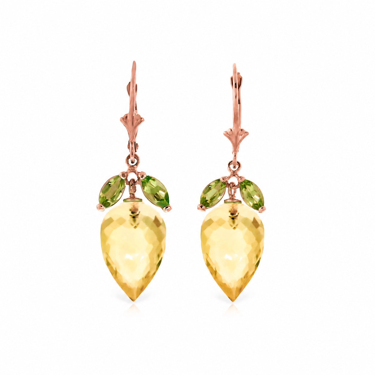 Rose Gold Earrings Lemon Quartz 10K — Ornella