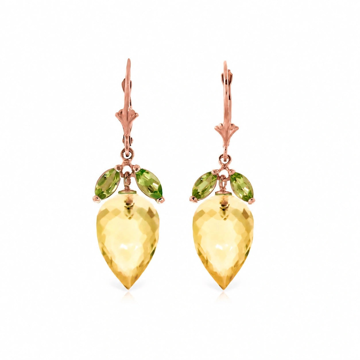 Rose Gold Earrings Lemon Quartz 10K — Ornella