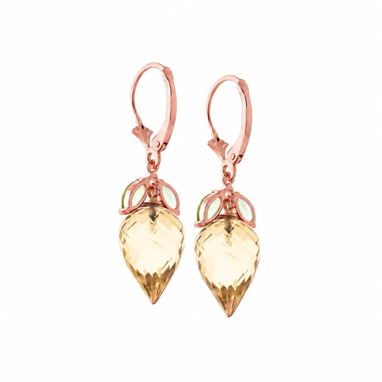 Rose Gold Earrings Lemon Quartz 10K — Ornella