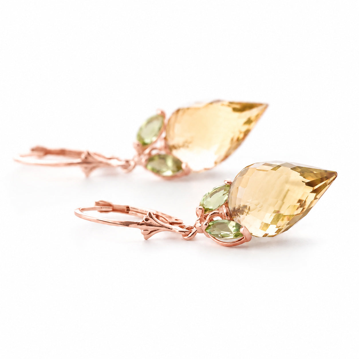 Rose Gold Earrings Lemon Quartz 10K — Ornella