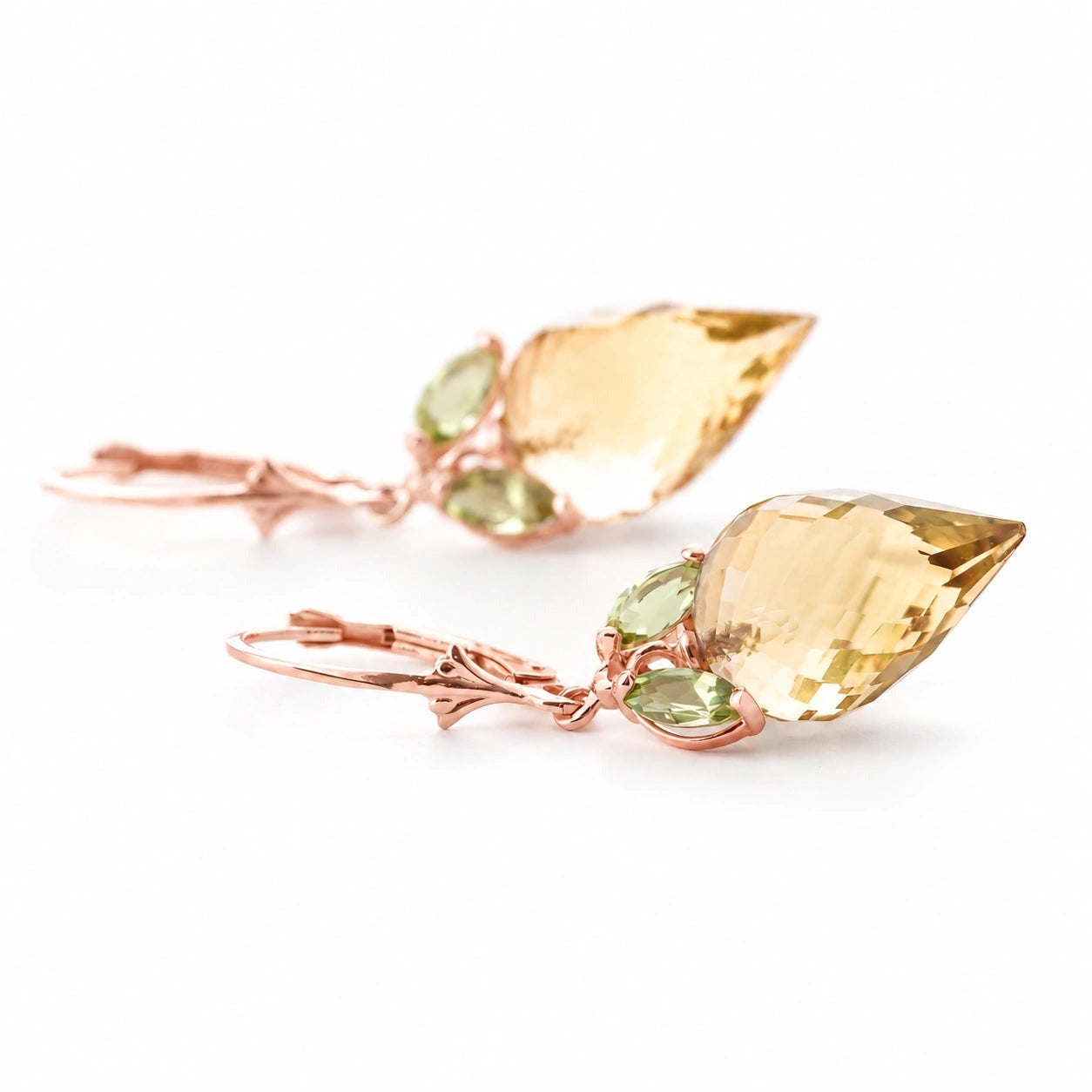 Rose Gold Earrings Lemon Quartz 10K — Ornella