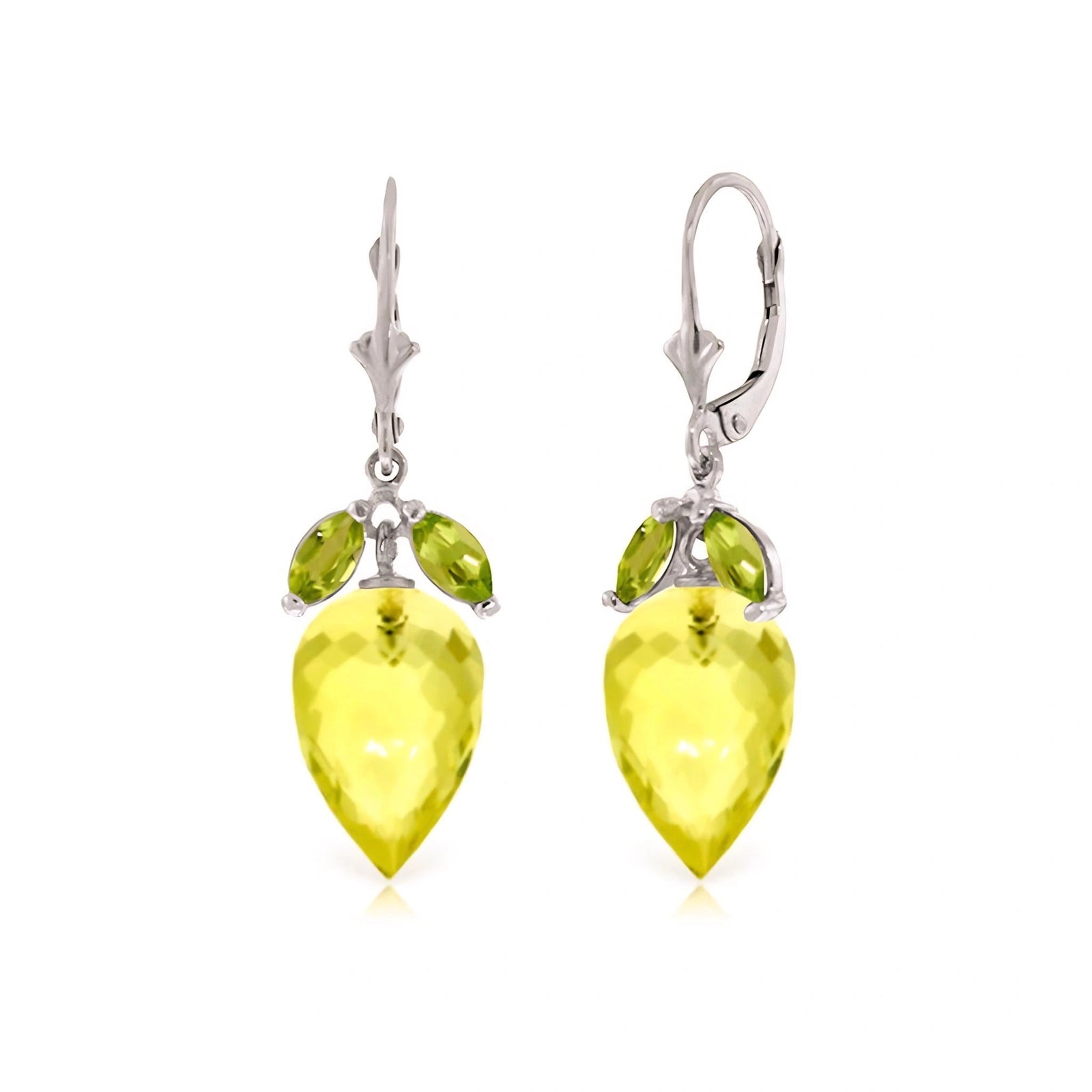 White Gold Earrings Lemon Quartz 10K — Ornella