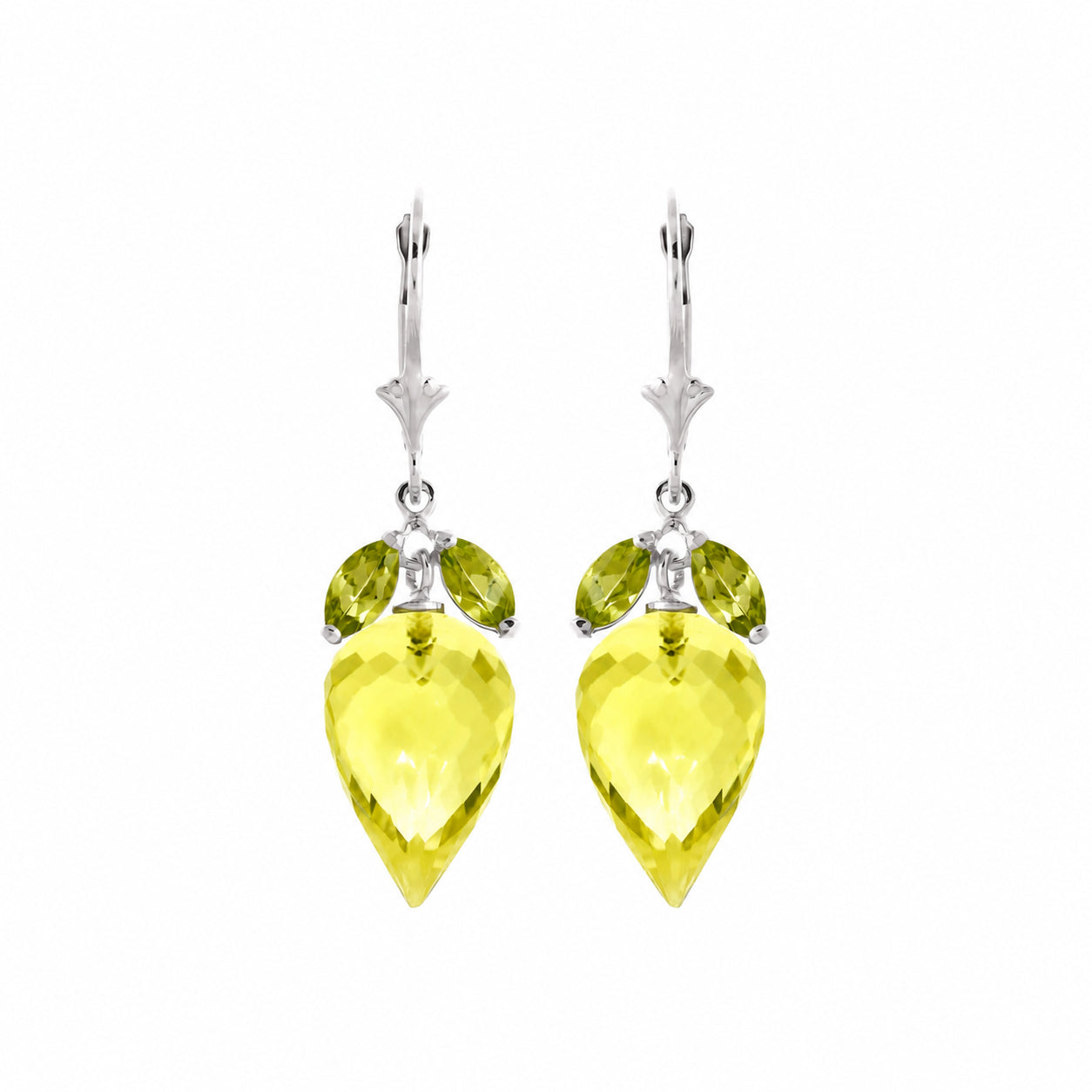 White Gold Earrings Lemon Quartz 10K — Ornella