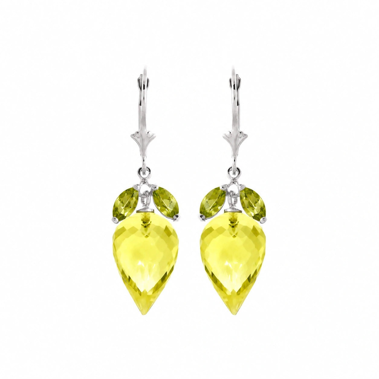White Gold Earrings Lemon Quartz 10K — Ornella