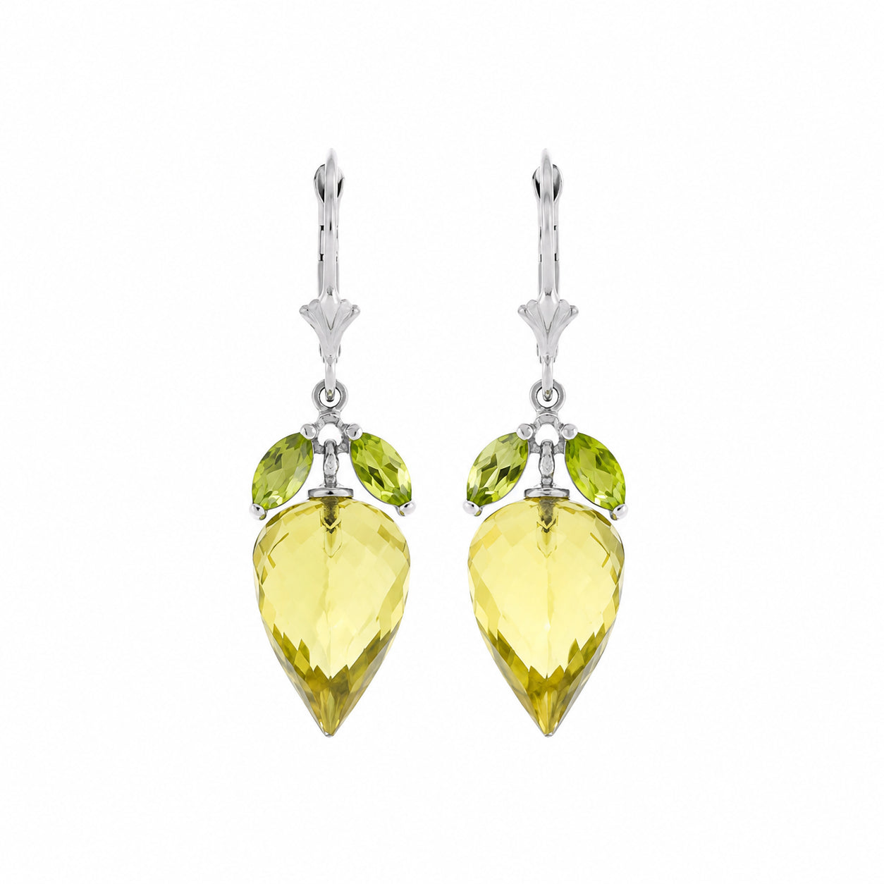 White Gold Earrings Lemon Quartz 10K — Ornella