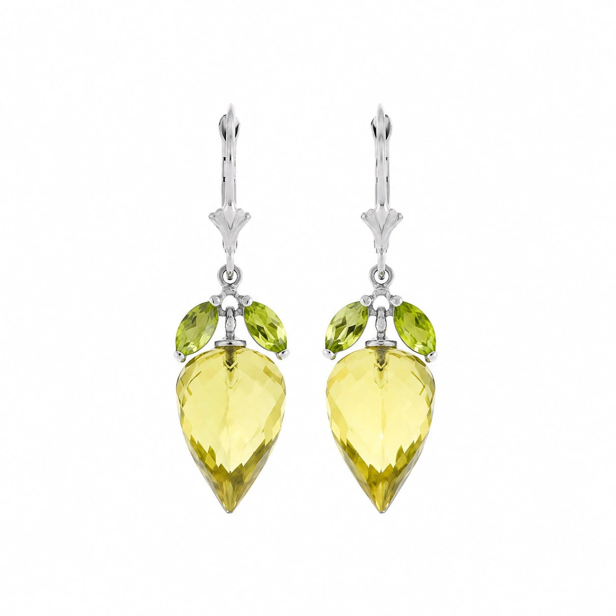 White Gold Earrings Lemon Quartz 10K — Ornella