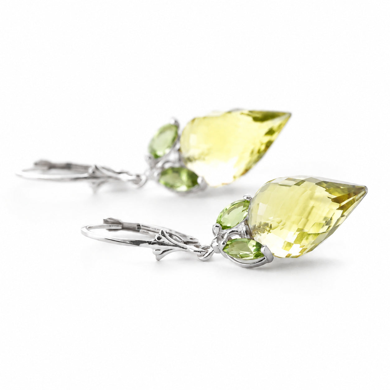 White Gold Earrings Lemon Quartz 10K — Ornella