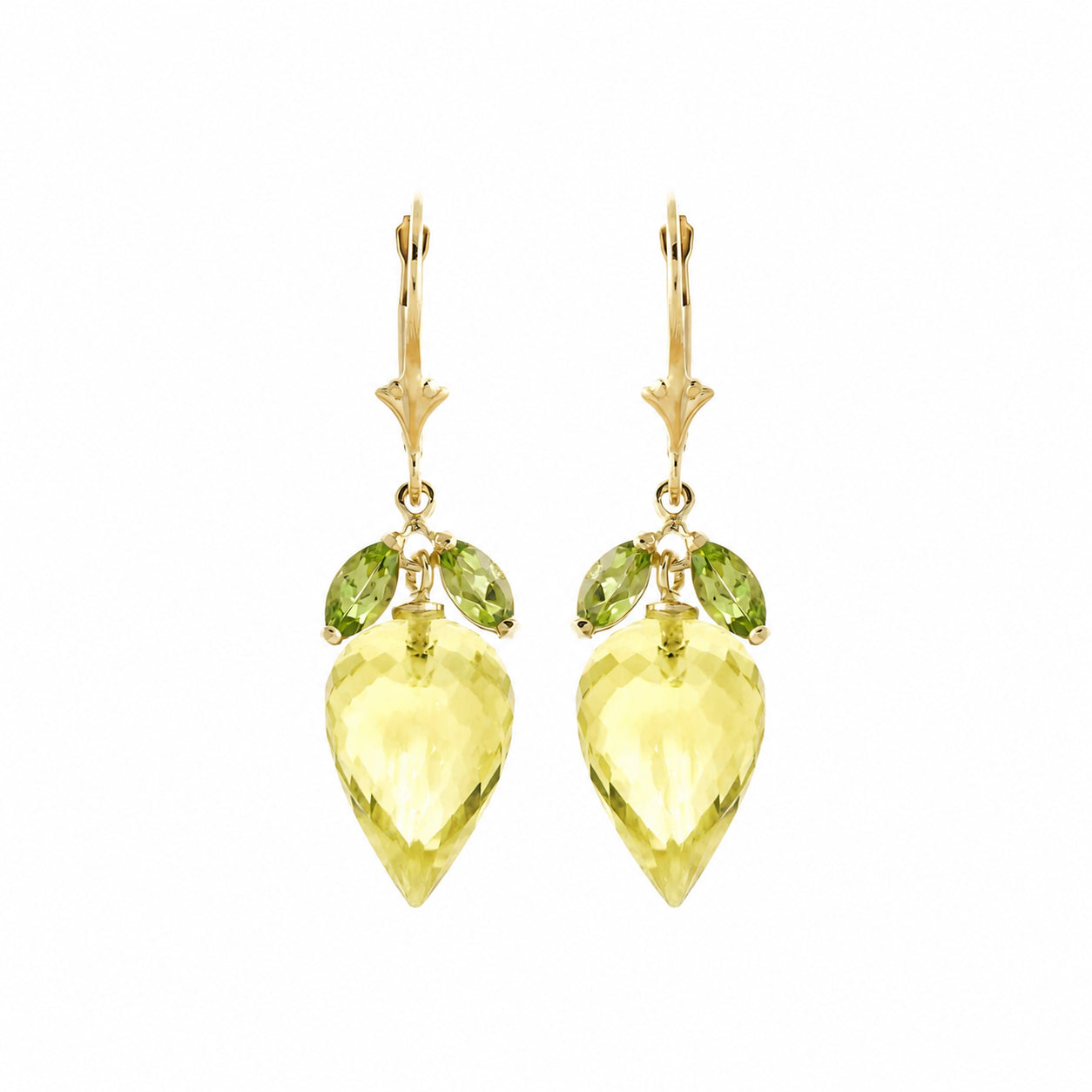 Yellow Gold Earrings Lemon Quartz 10K — Ornella