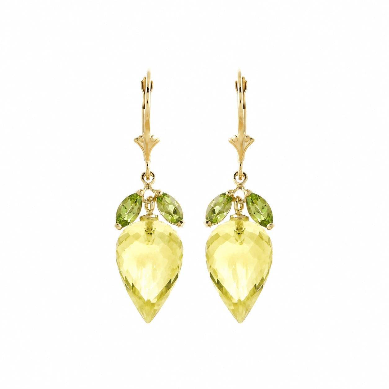 Yellow Gold Earrings Lemon Quartz 10K — Ornella