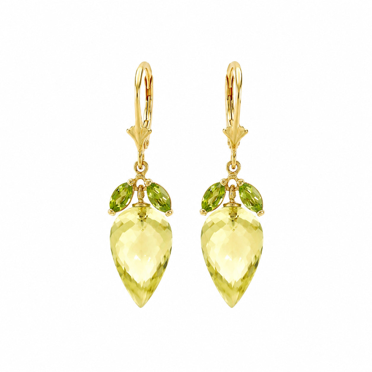 Yellow Gold Earrings Lemon Quartz 10K — Ornella