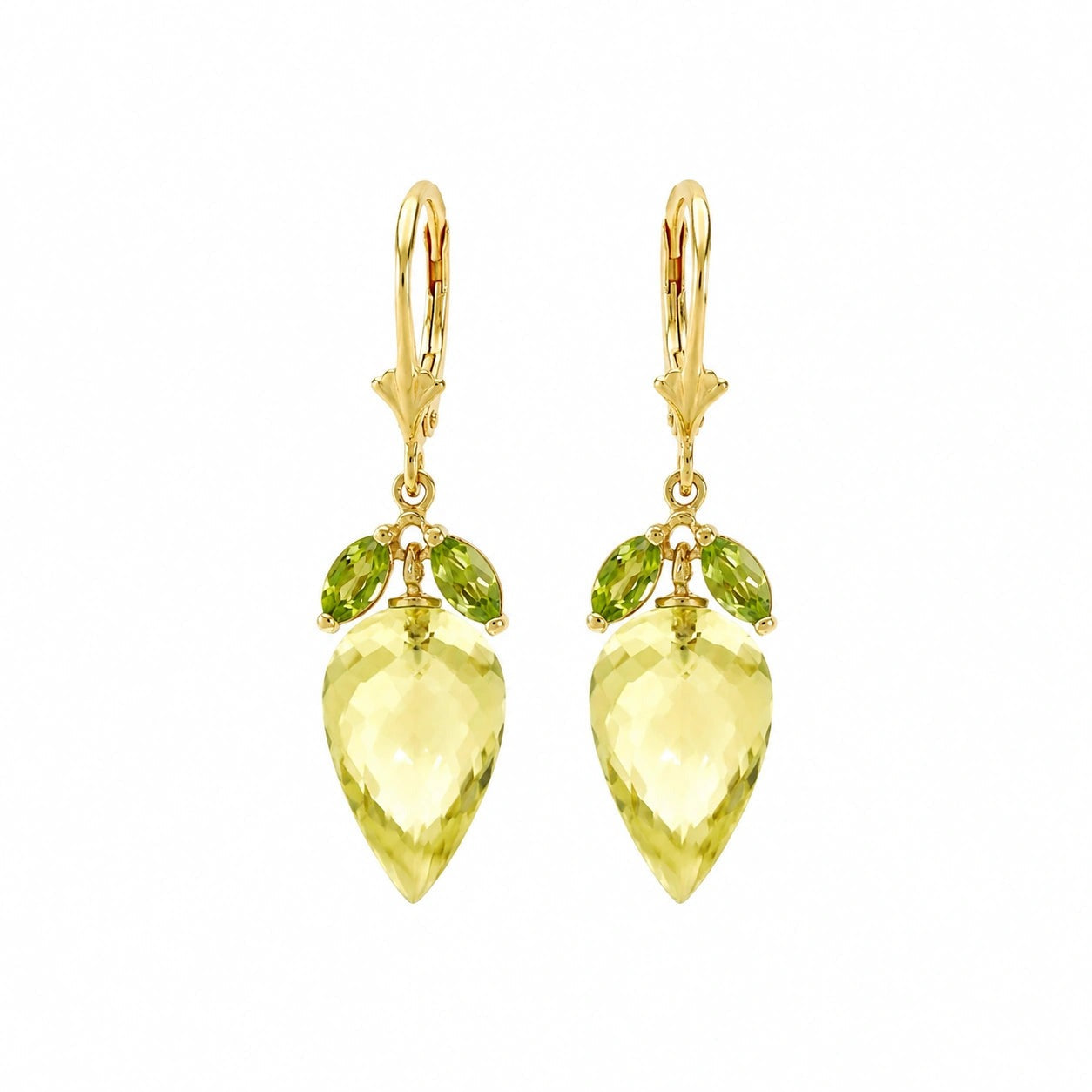 Yellow Gold Earrings Lemon Quartz 10K — Ornella