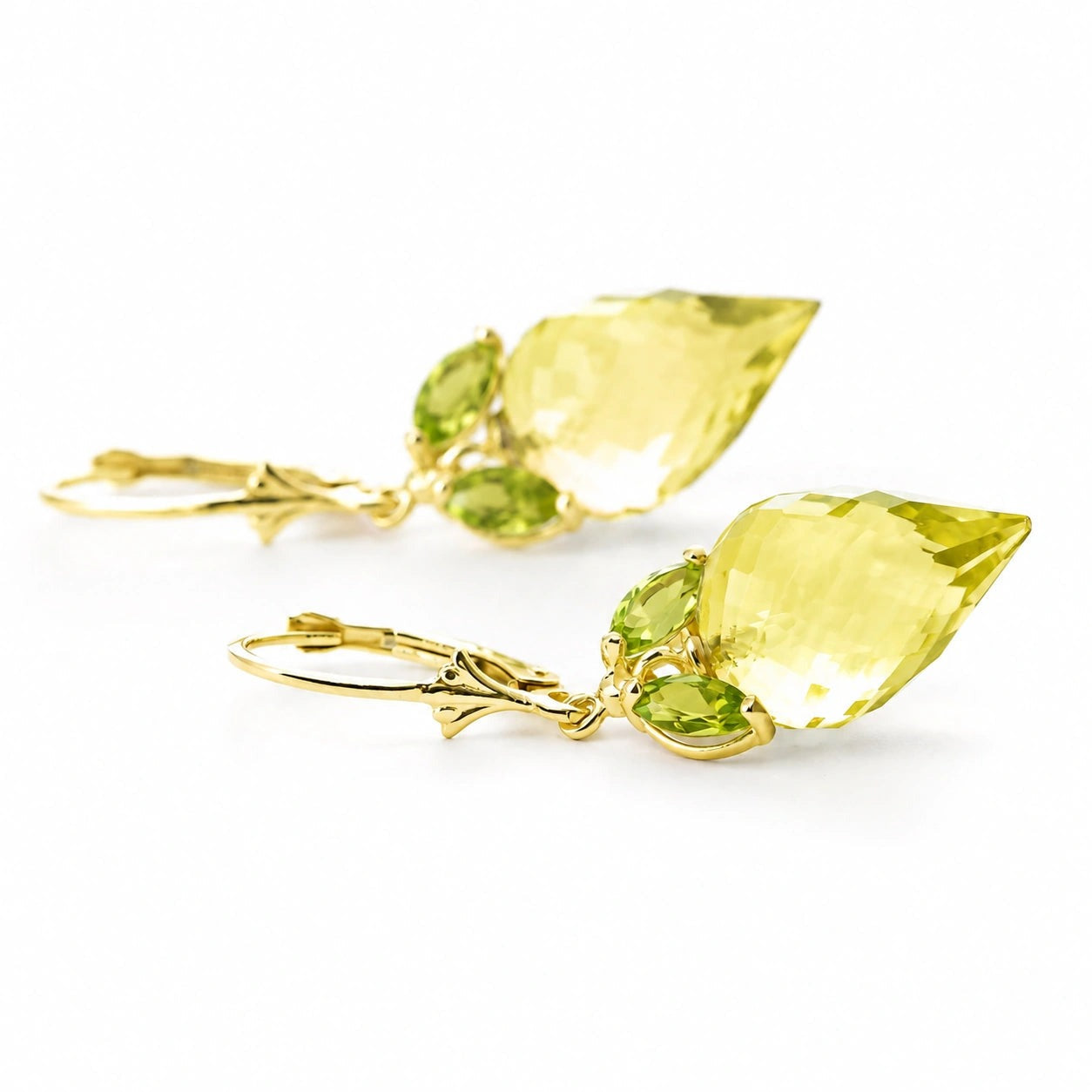 Yellow Gold Earrings Lemon Quartz 10K — Ornella
