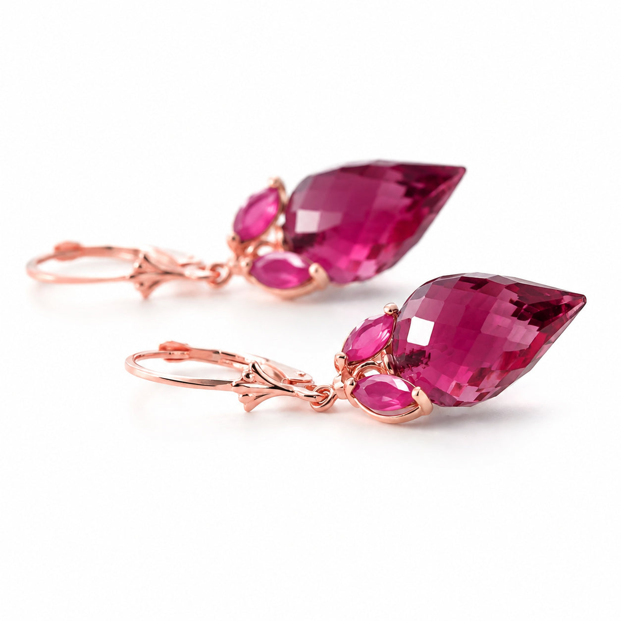 Rose Gold Earrings Ruby 10K — Ornella