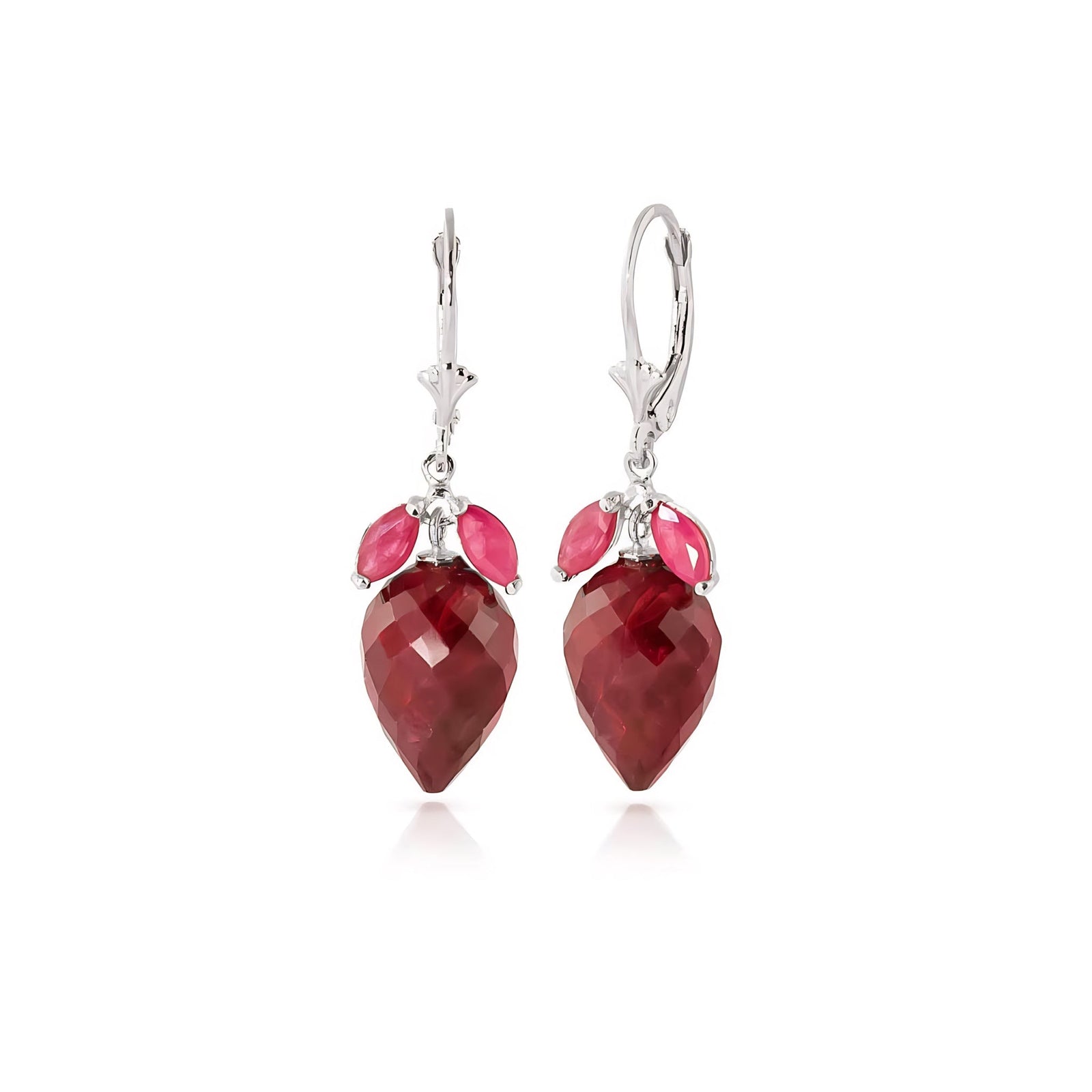 White Gold Earrings Ruby 10K — Ornella