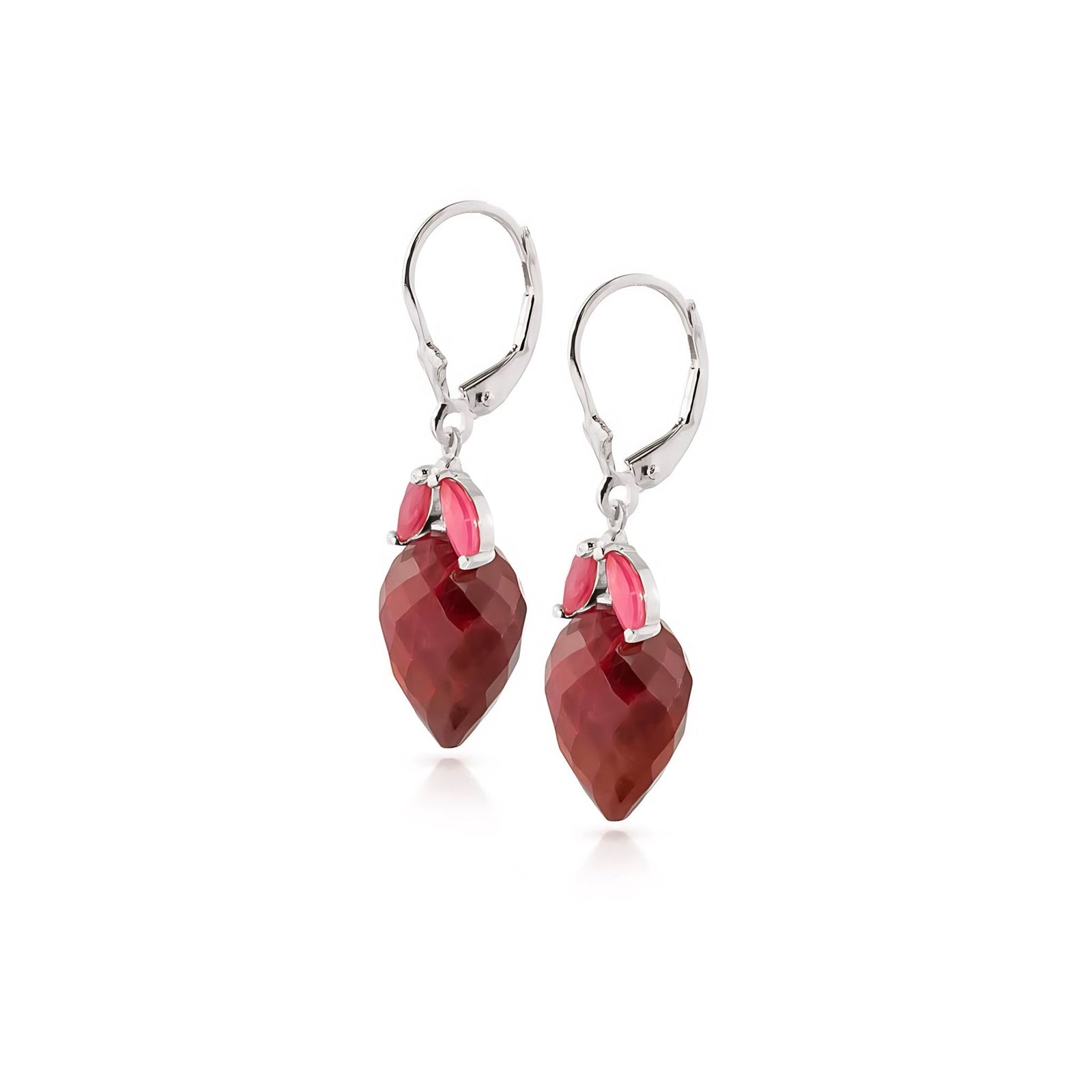 White Gold Earrings Ruby 10K — Ornella